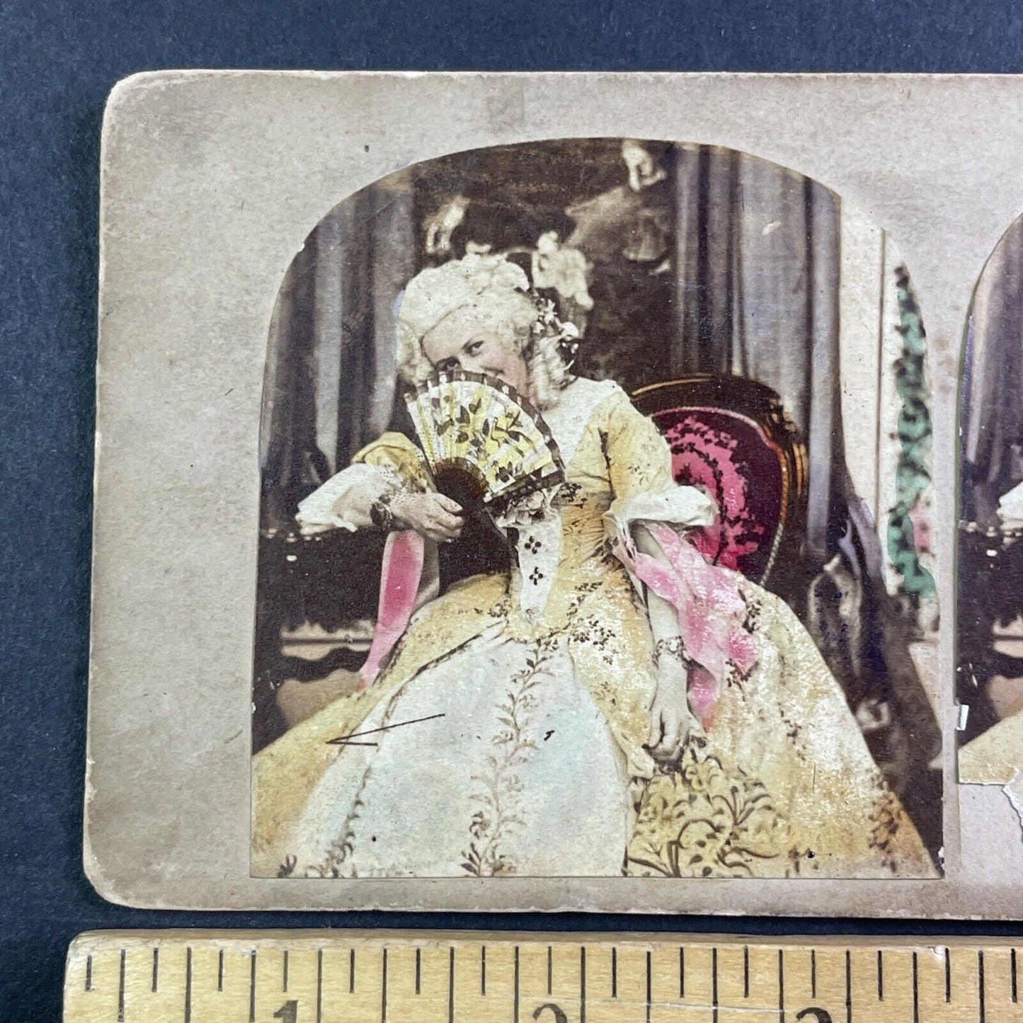 Wealthy Woman Flirts At A Ballroom Party Stereoview Antique c1860 X3680