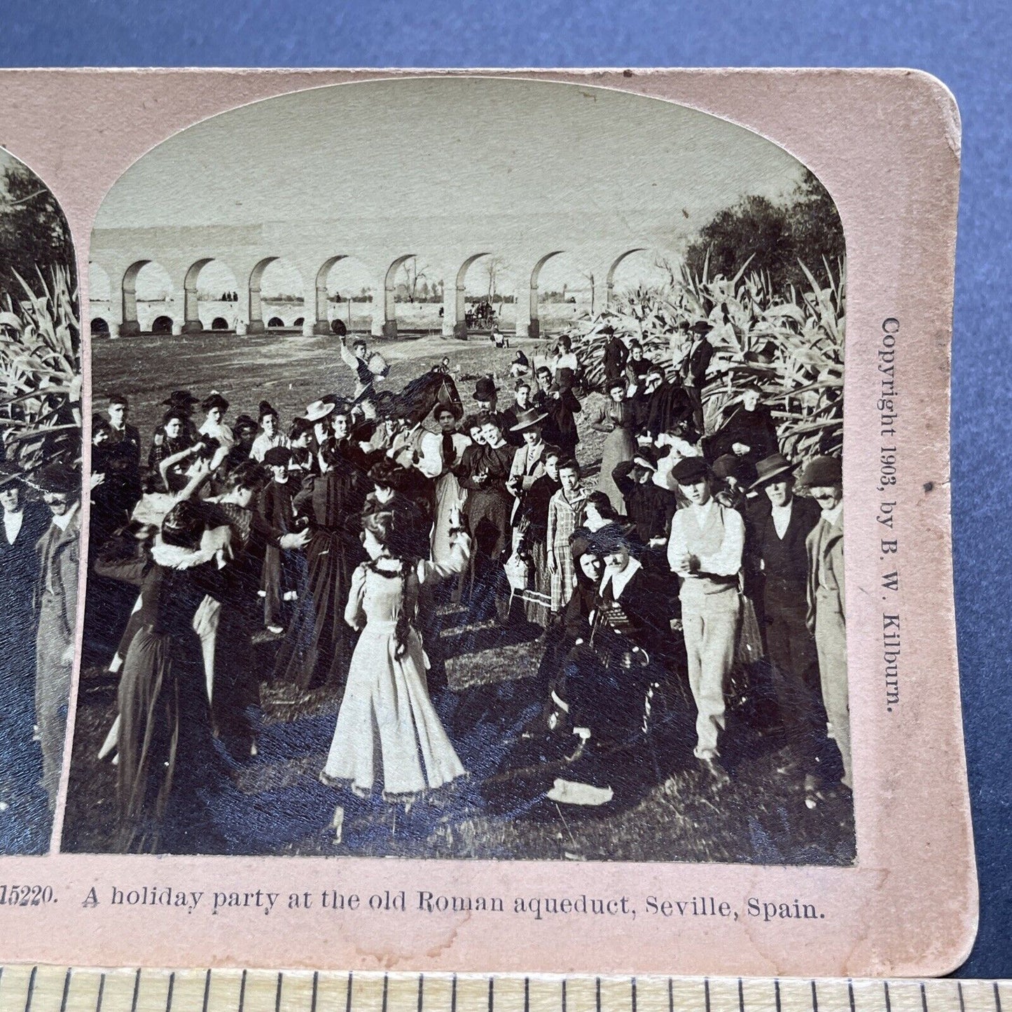 Antique 1903 Wealthy Victorian Dance Party Spain Stereoview Photo Card V3598