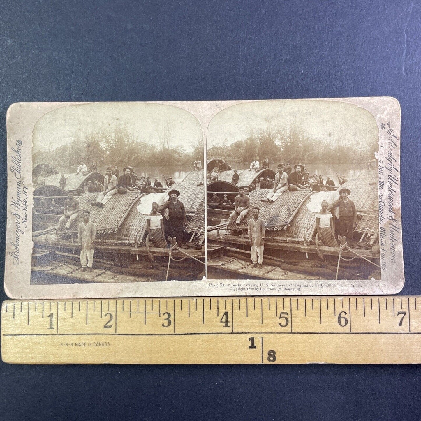 US Soldier Hugs Captured Philippino Woman Stereoview Antique c1899 X3520