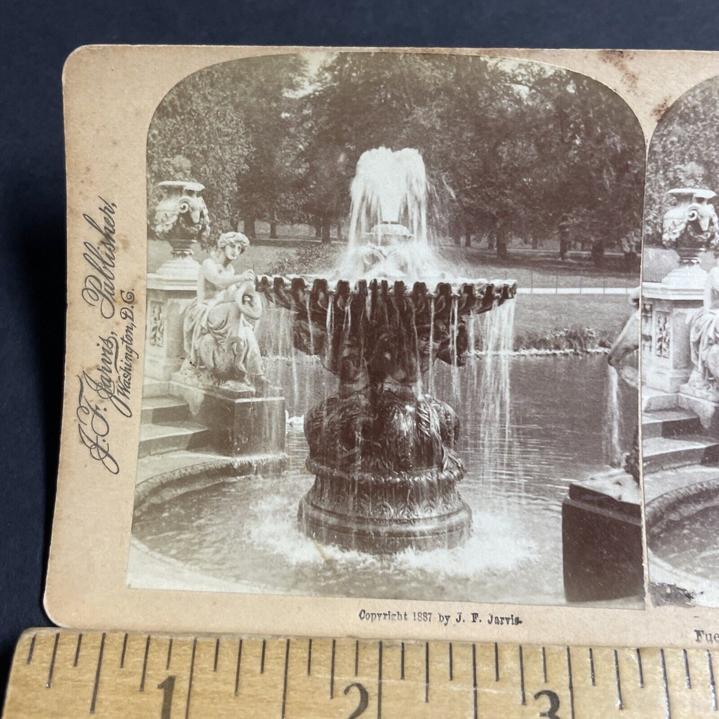 Antique 1900 Fountain Waterfall Hyde Park England Stereoview Photo Card P4595