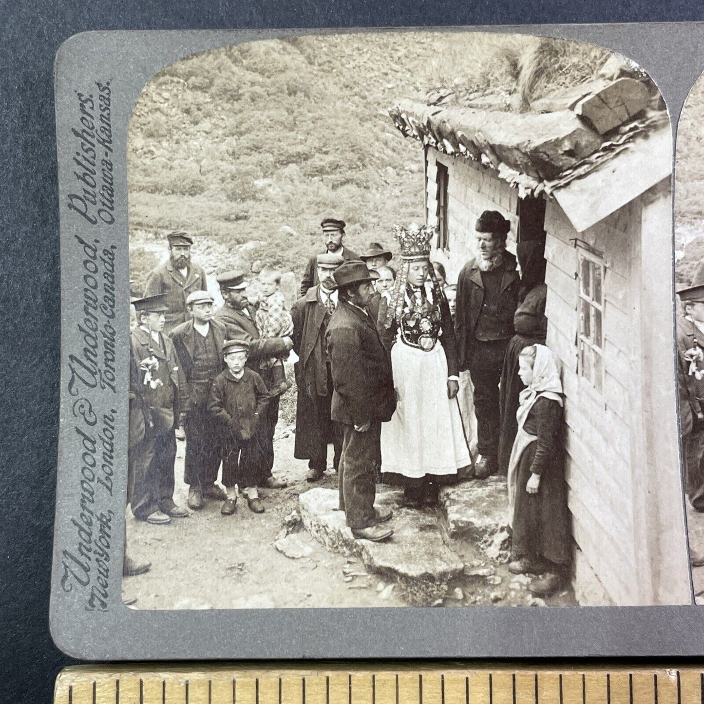 Traditional Norwegian Wedding Stereoview Brigsdal Norway Antique c1905 Y500