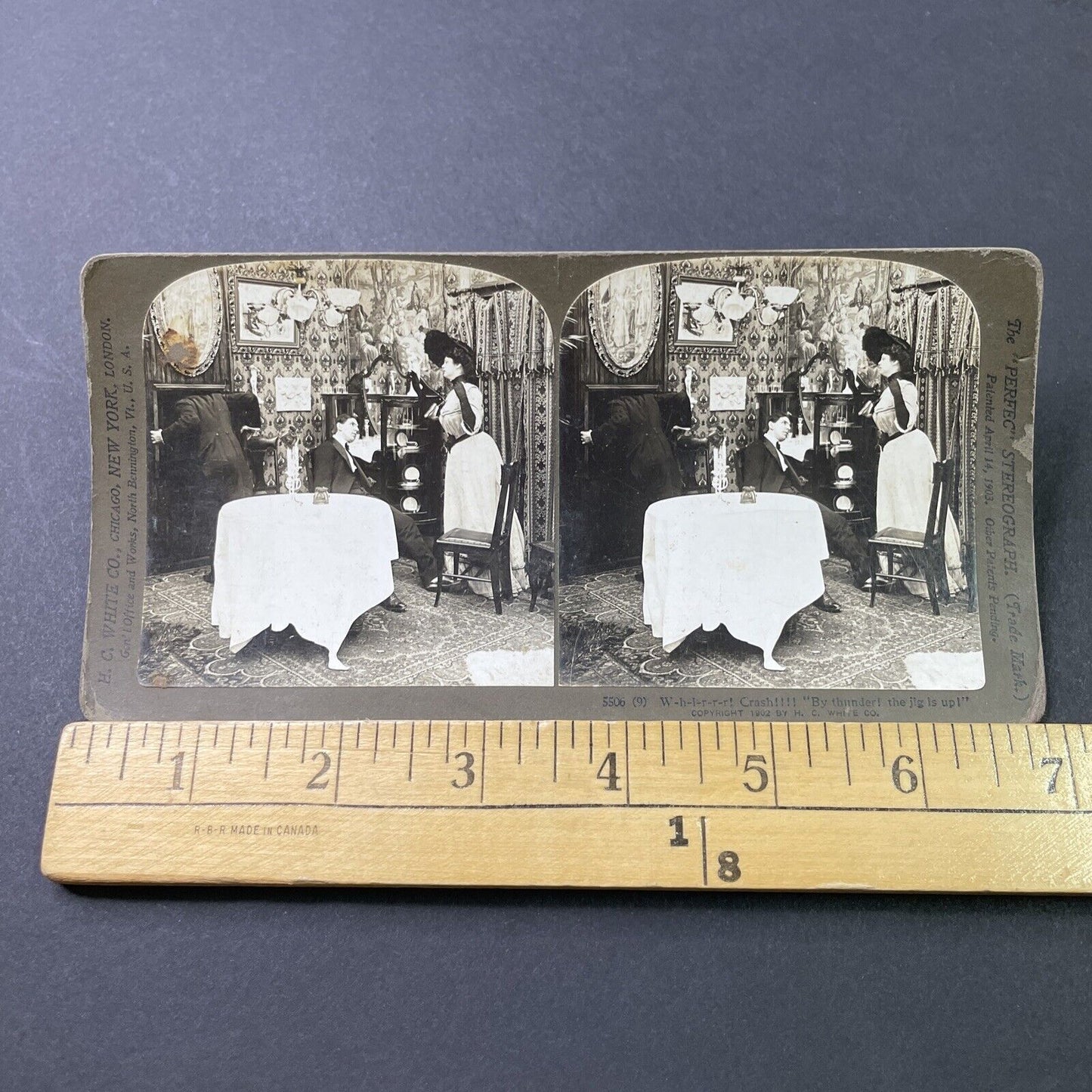 Antique 1902 Woman Suspects Man Is Hiding Mistress Stereoview Photo Card P2896