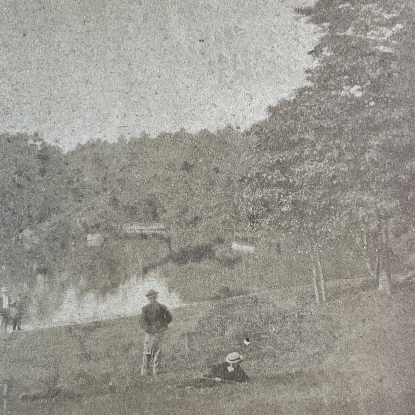 Central Park Lake Reservoir Stereoview Manhattan New York Antique c1867 X3721