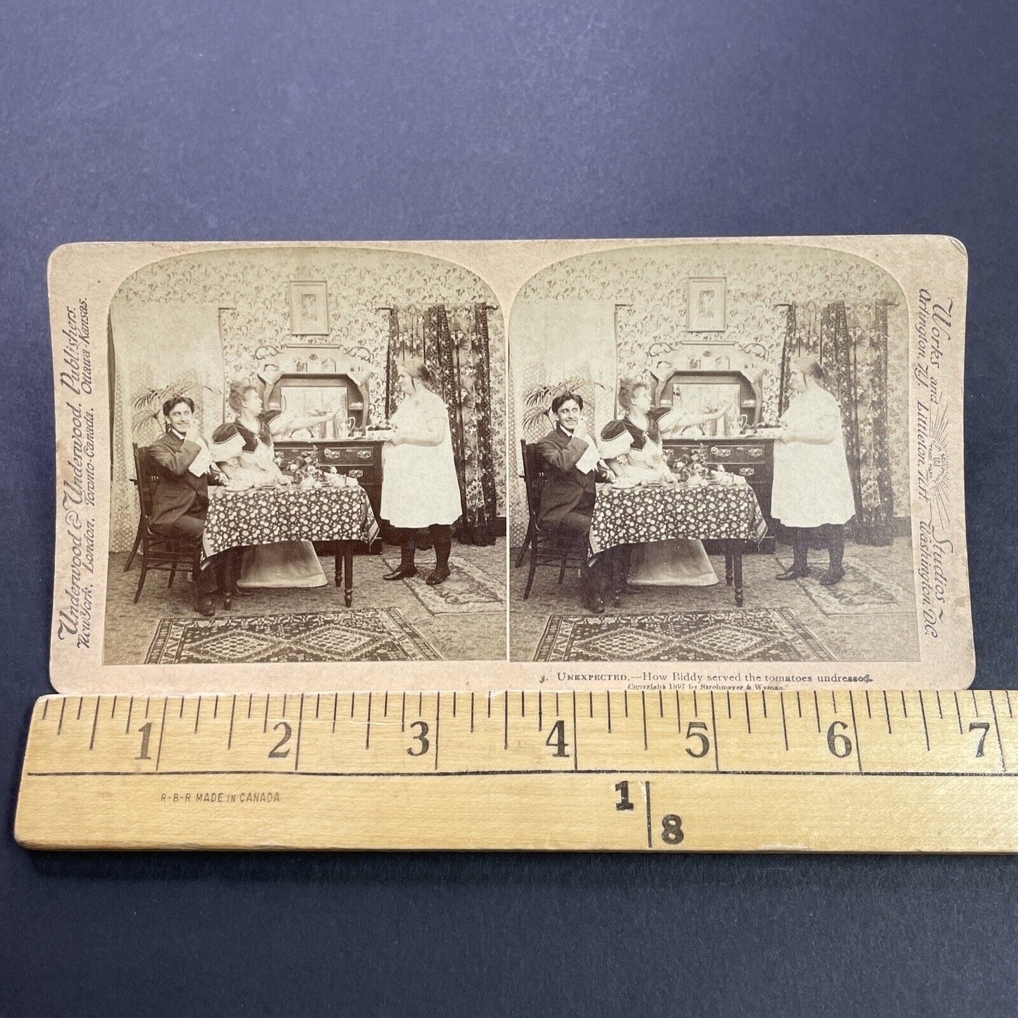 Antique 1897 Woman Serves Potatoes In Underwear Slip Stereoview Photo Card P3558