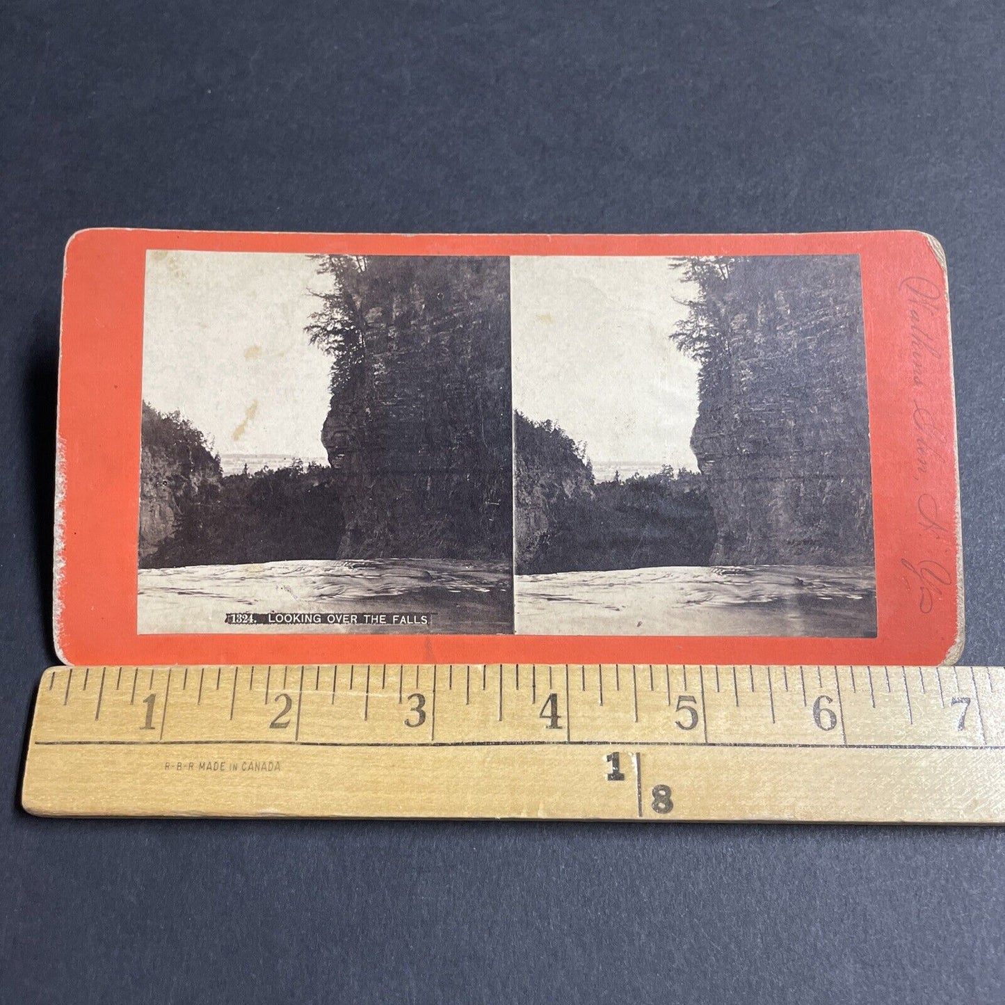 Antique 1860s The Top Of Watkins Glen Waterfall Stereoview Photo Card P4894