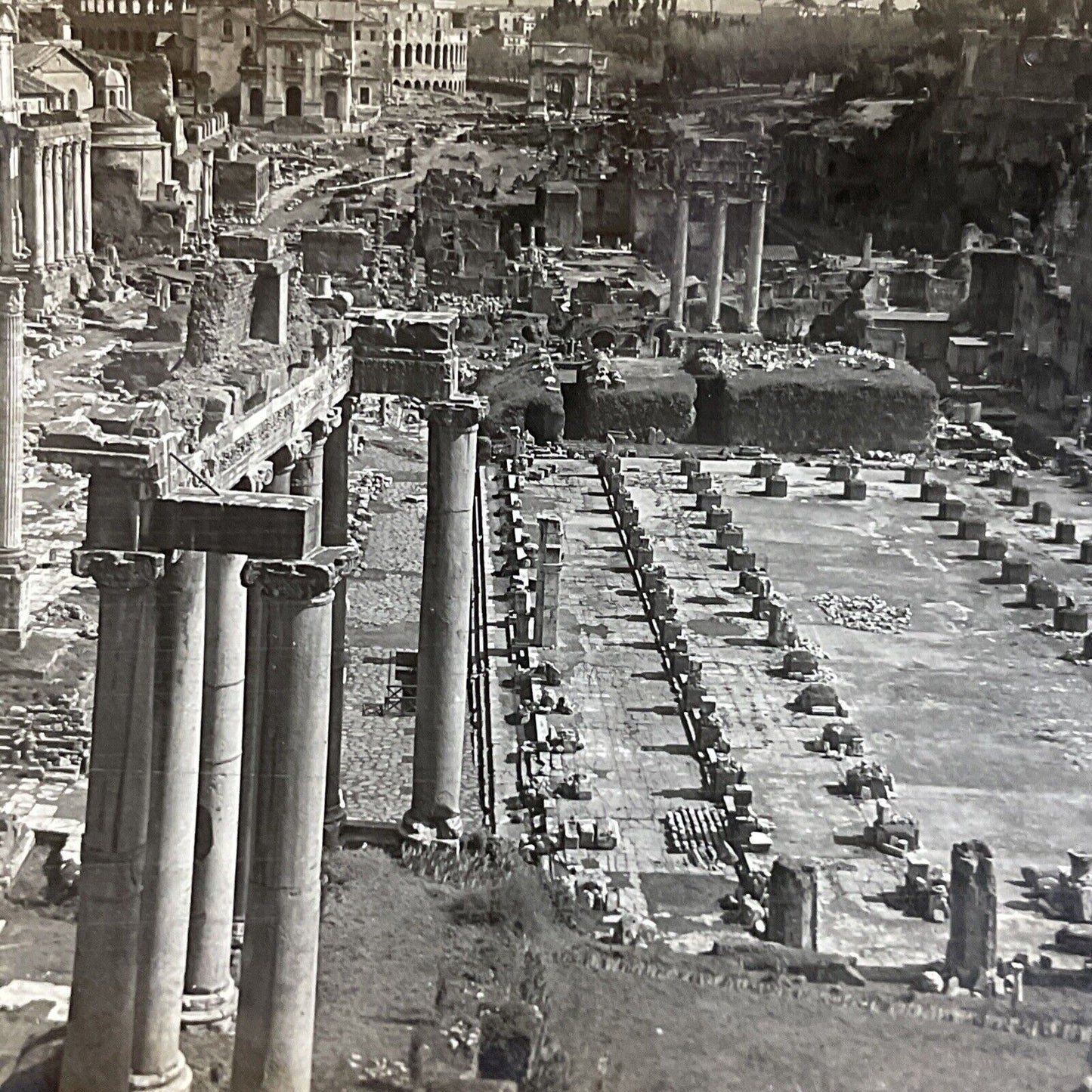 Antique 1910s The Forum Ruins In Rome Italy Stereoview Photo Card P5175