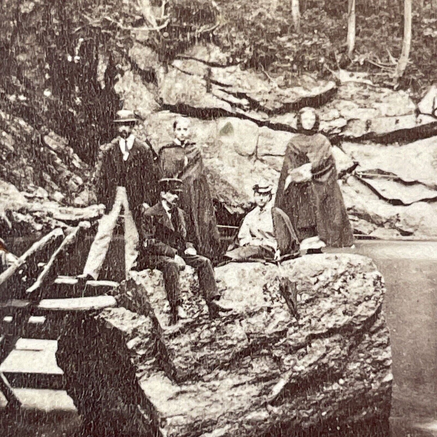 Franconia Notch Cascade NH Stereoview WM Appleton Photo Card Antique c1872 X1002