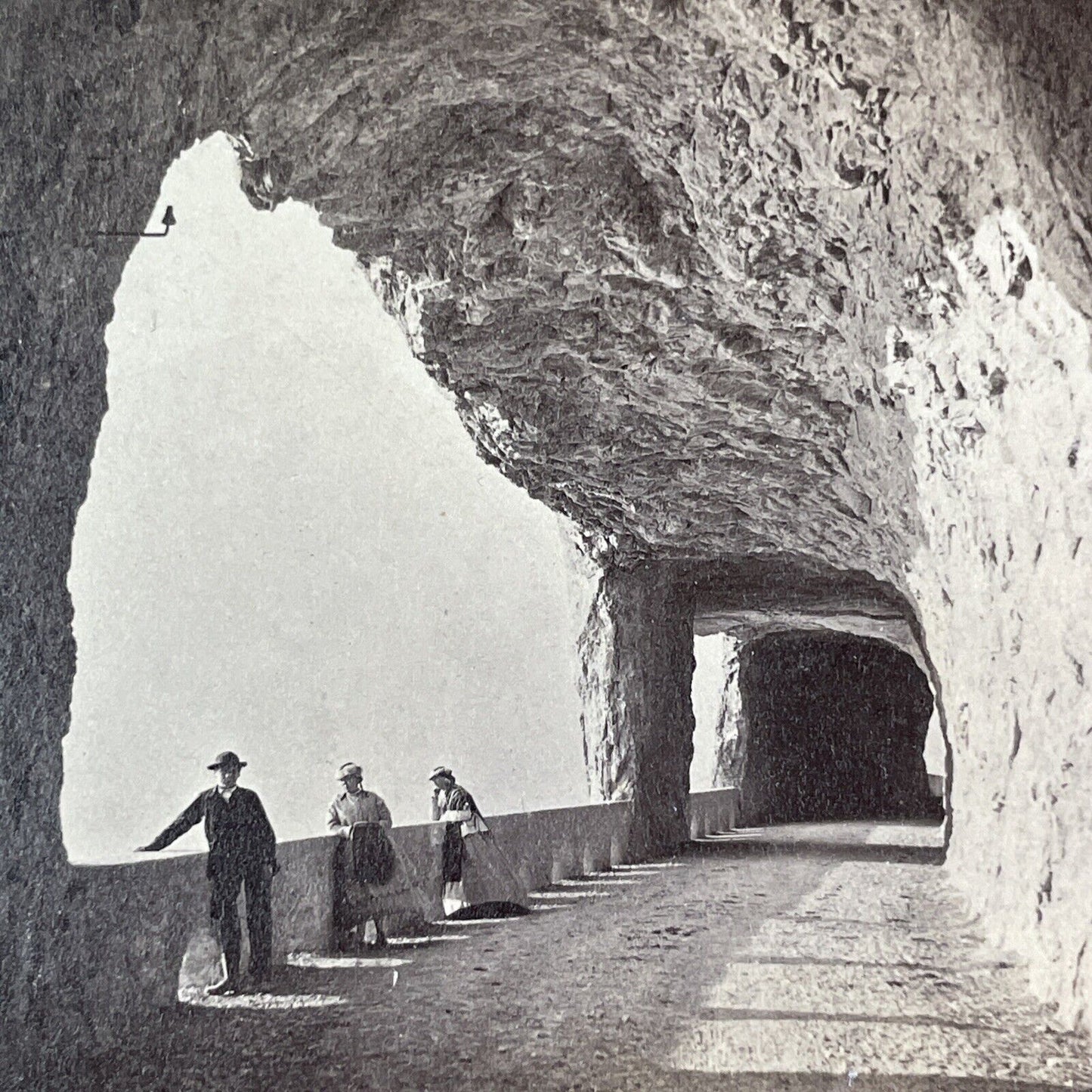 Axenstrasse Tunnel Switzerland Stereoview E. Lamy Antique c1870s Y2840