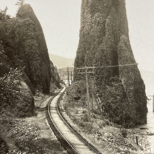 Antique 1910s Railroad Along Columbia River Oregon Stereoview Photo Card P4833