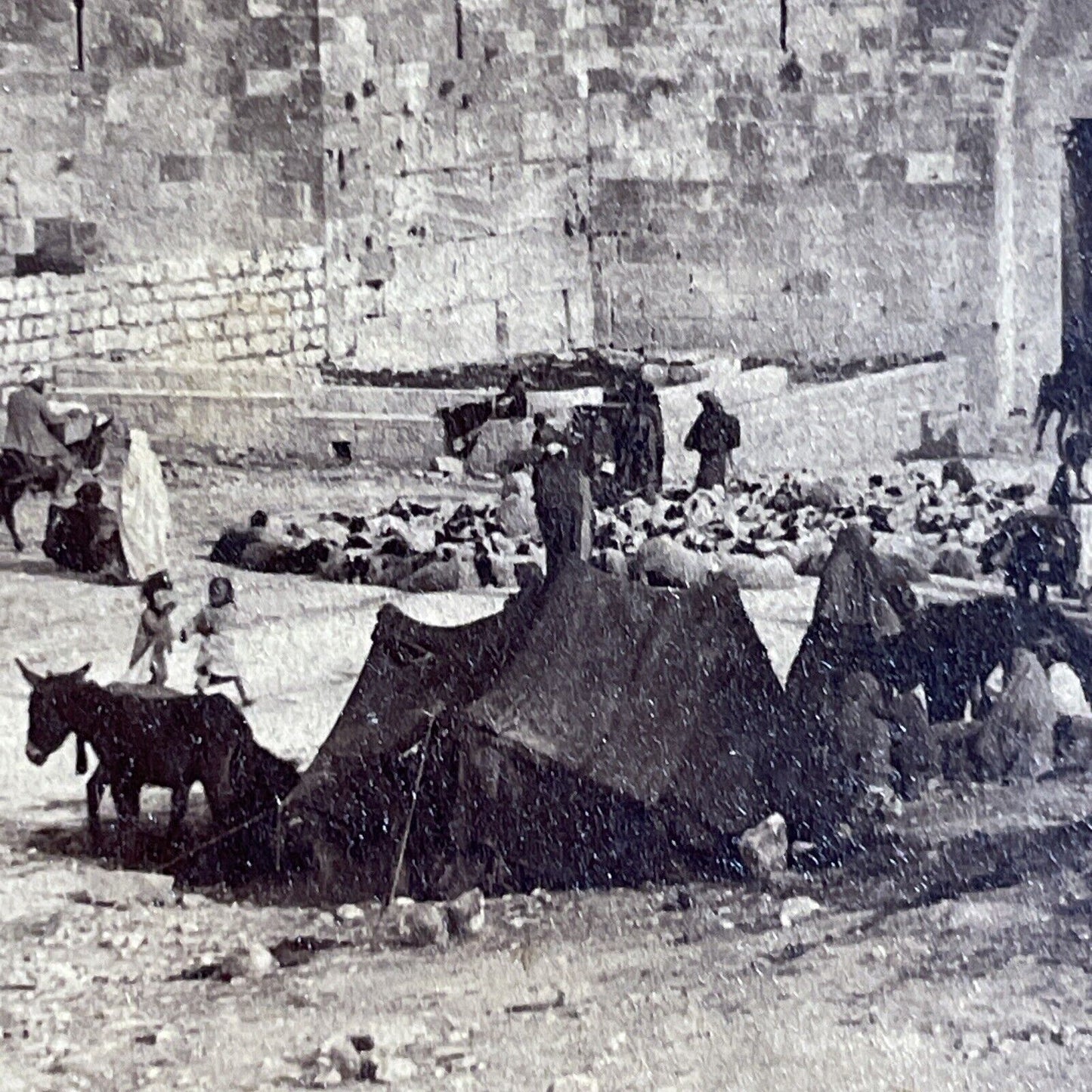 Antique 1898 Sheep Herders Camp Outside Bethlehem Stereoview Photo Card P4165