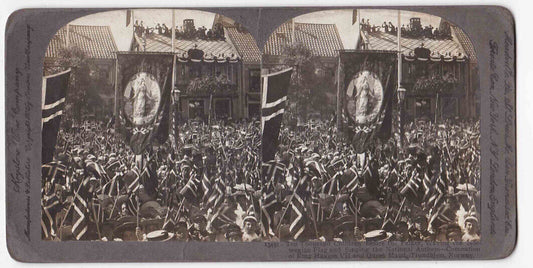 Antique 1906 Nationalism In Trondheim, Norway, King Haakon VII Photo Card P085