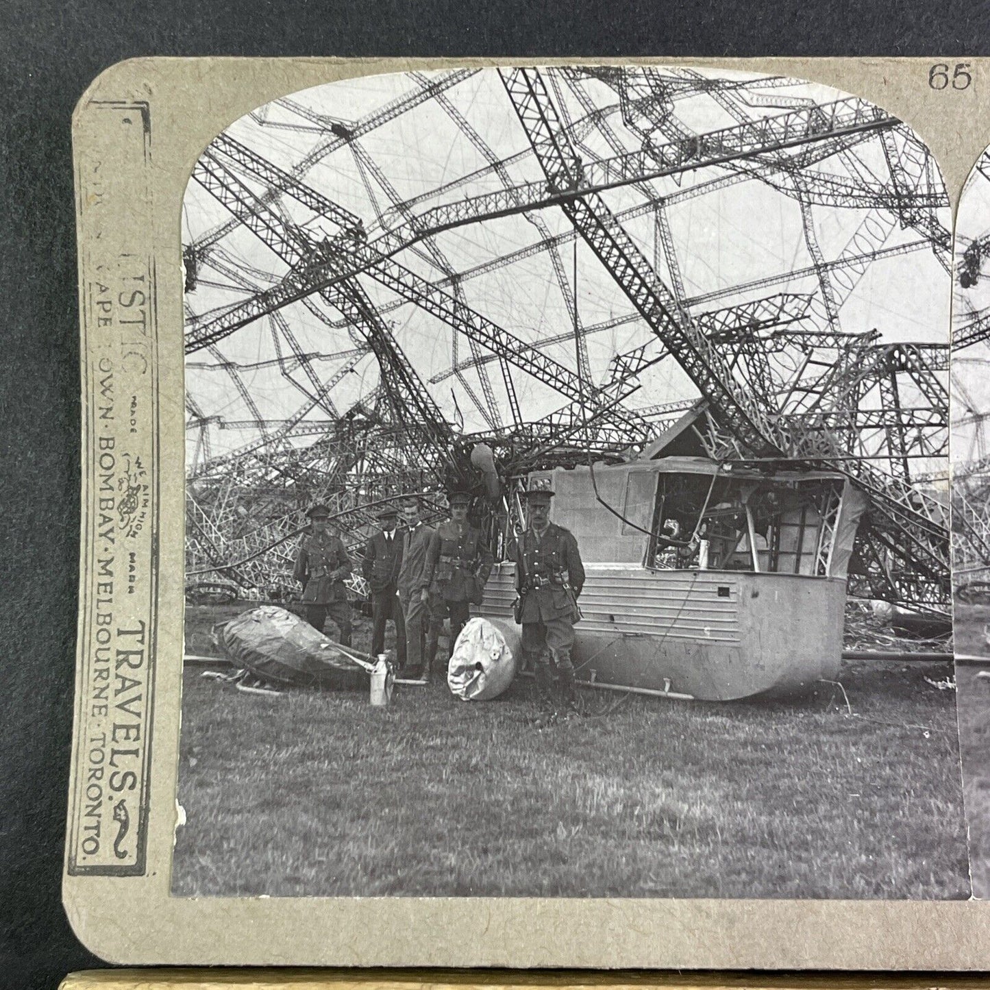 Crashed German Zeppelin L32 (LZ74) Stereoview World War I WW1 c1916 Y3028