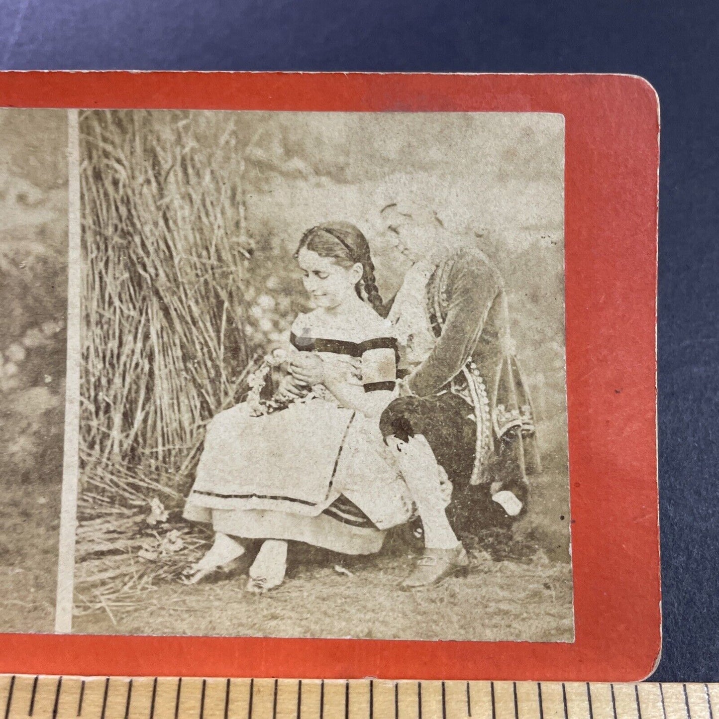 Antique 1860s Children In Traditionalist US Clothing Stereoview Photo Card P4051