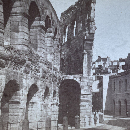 Antique 1890s Verona Gladiator Arena Italy Stereoview Photo Card P1884