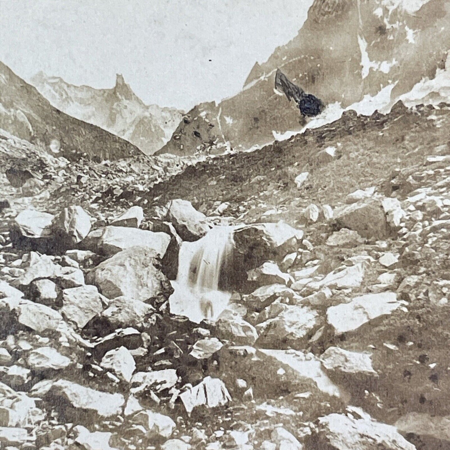 Mountain Waterfall River Savoie France Stereoview Antique c1855 Y1112