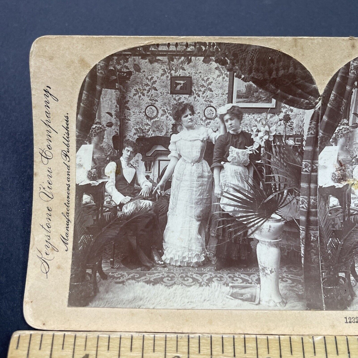 Antique 1903 Woman Scolds Husbands Mistress Stereoview Photo Card P2685