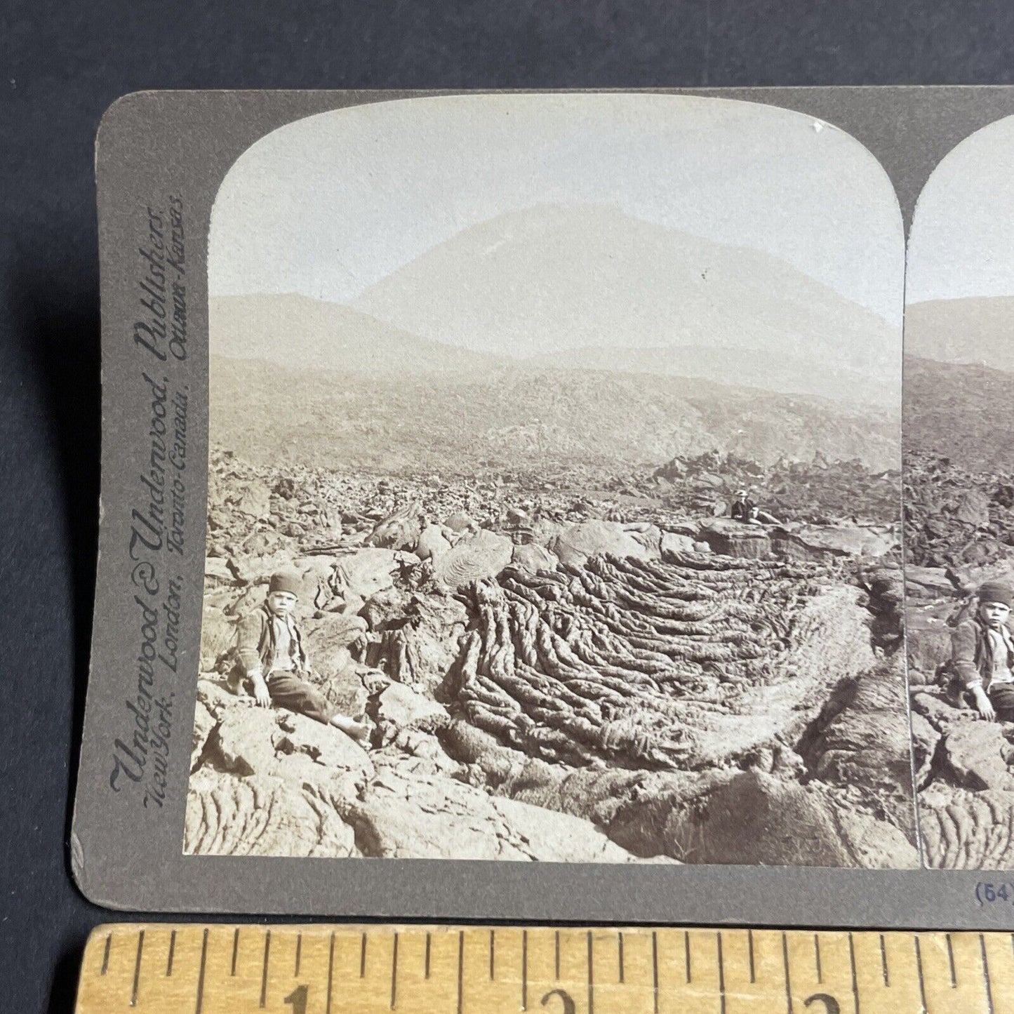 Antique 1897 Lava Flow Solidified Mt. Vesuvius Italy Stereoview Photo Card P4486