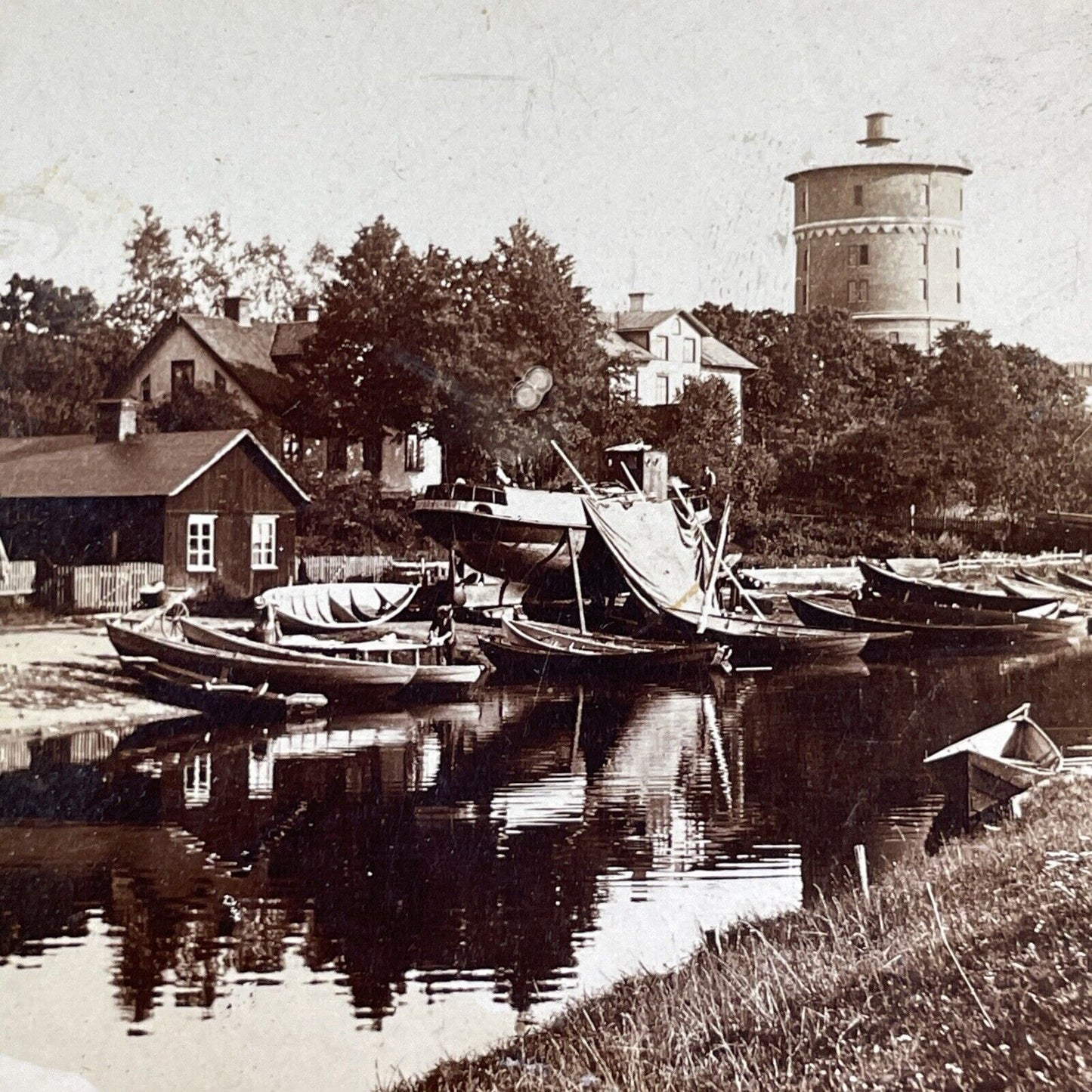 Sentry Tower Karlstad Sweden Stereoview Gustave A. Johnson Antique c1875 X3298