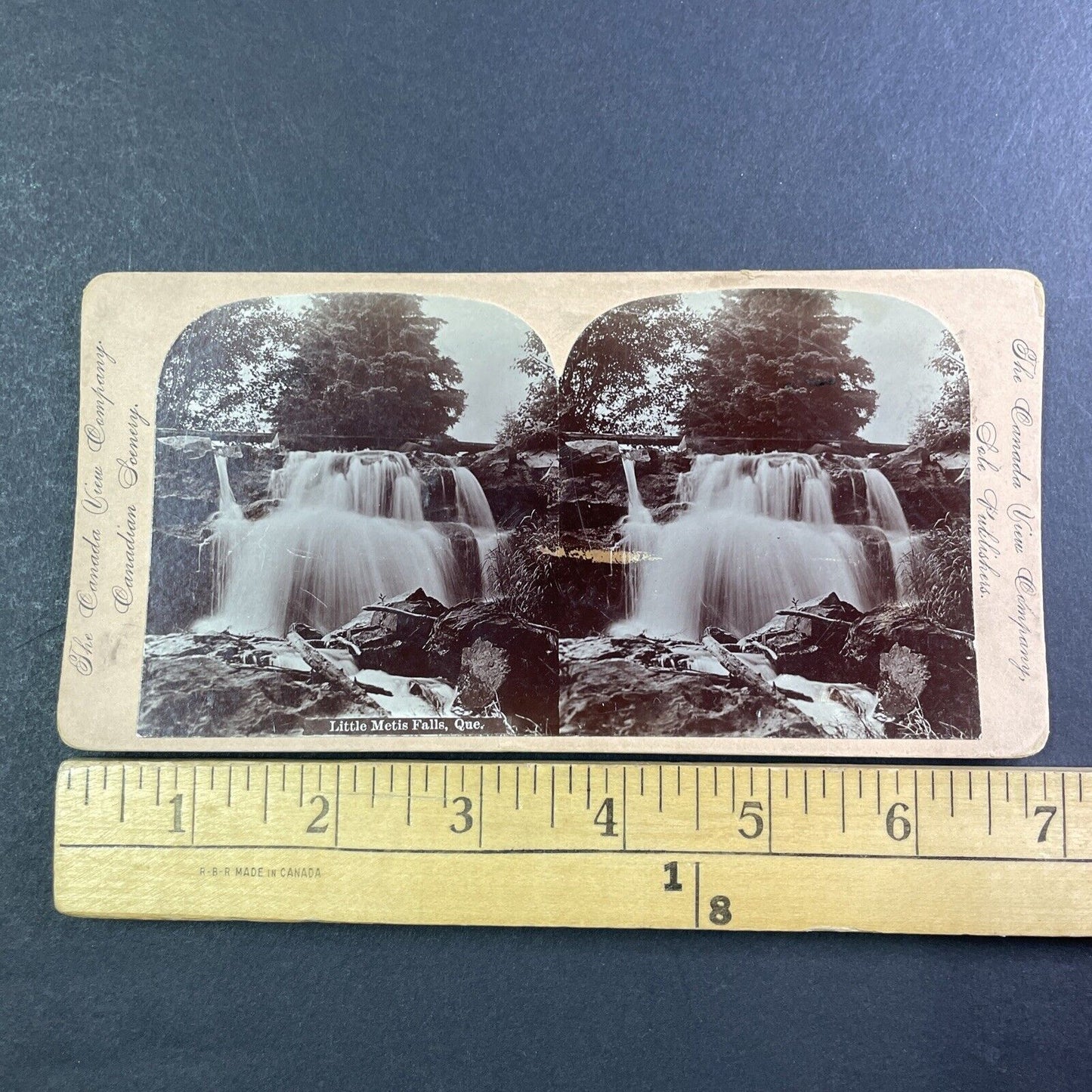 Macnider River Cascade Falls Metis-Sur-Mer Quebec Stereoview Antique c1899 Y474