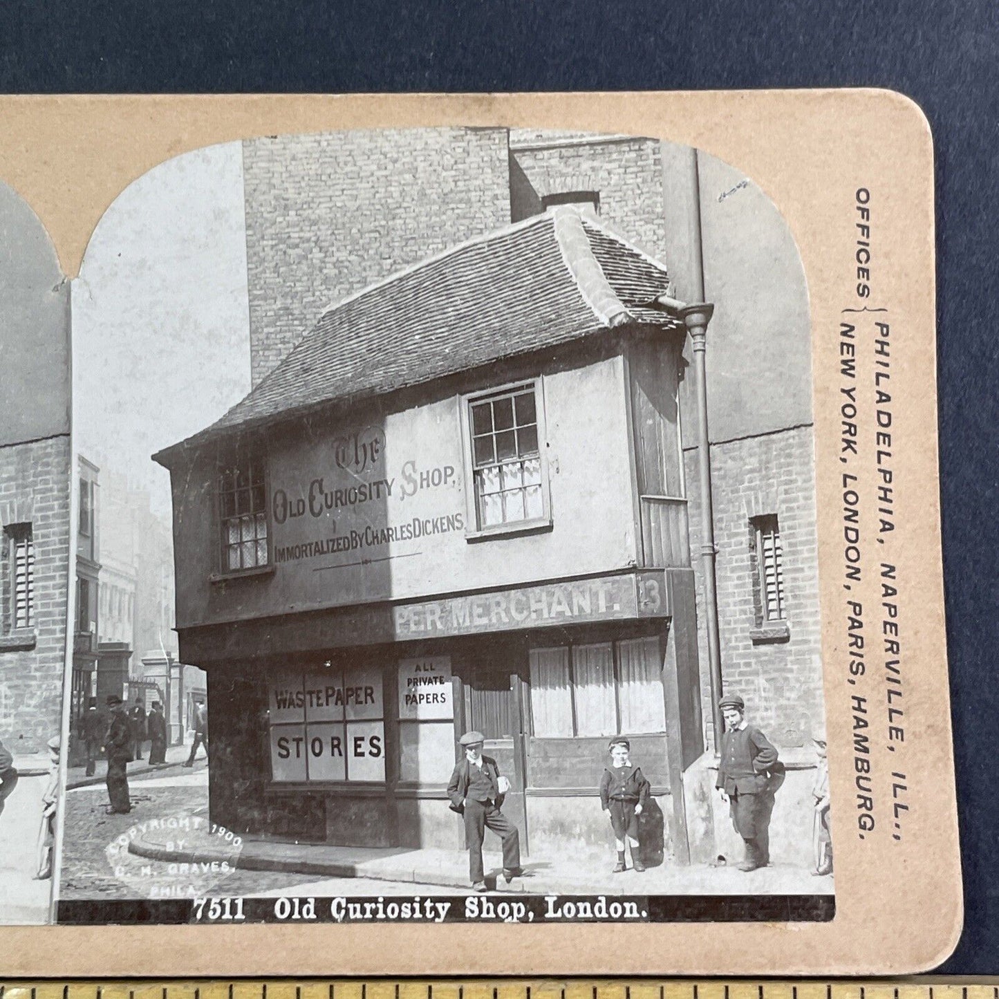 Charles Dickens Old Curiosity Shop Stereoview London UK Antique c1900 X2852