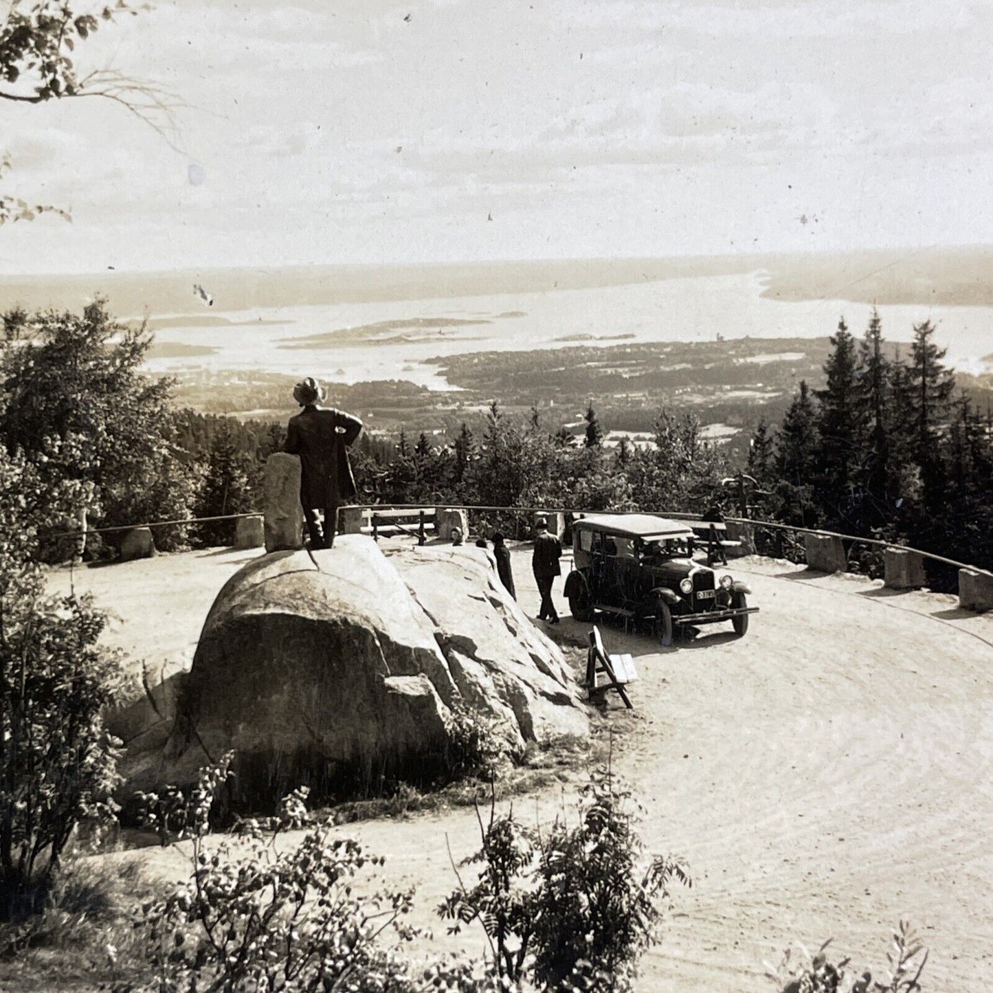 Opel Automobile Car in Norway Stereoview Late Period View Antique c1933 Y1240