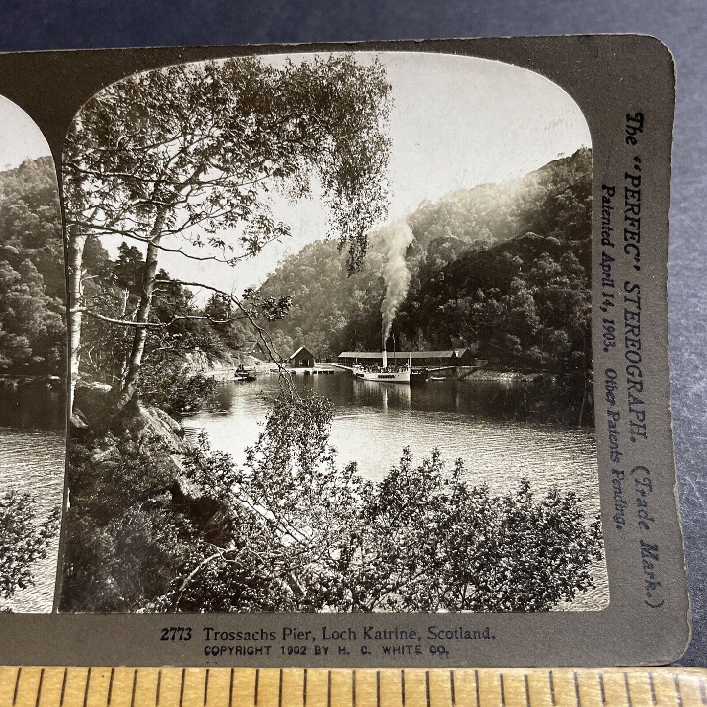 Antique 1902 Loch Katrine Ferry Boat Scotland Stereoview Photo Card P5032