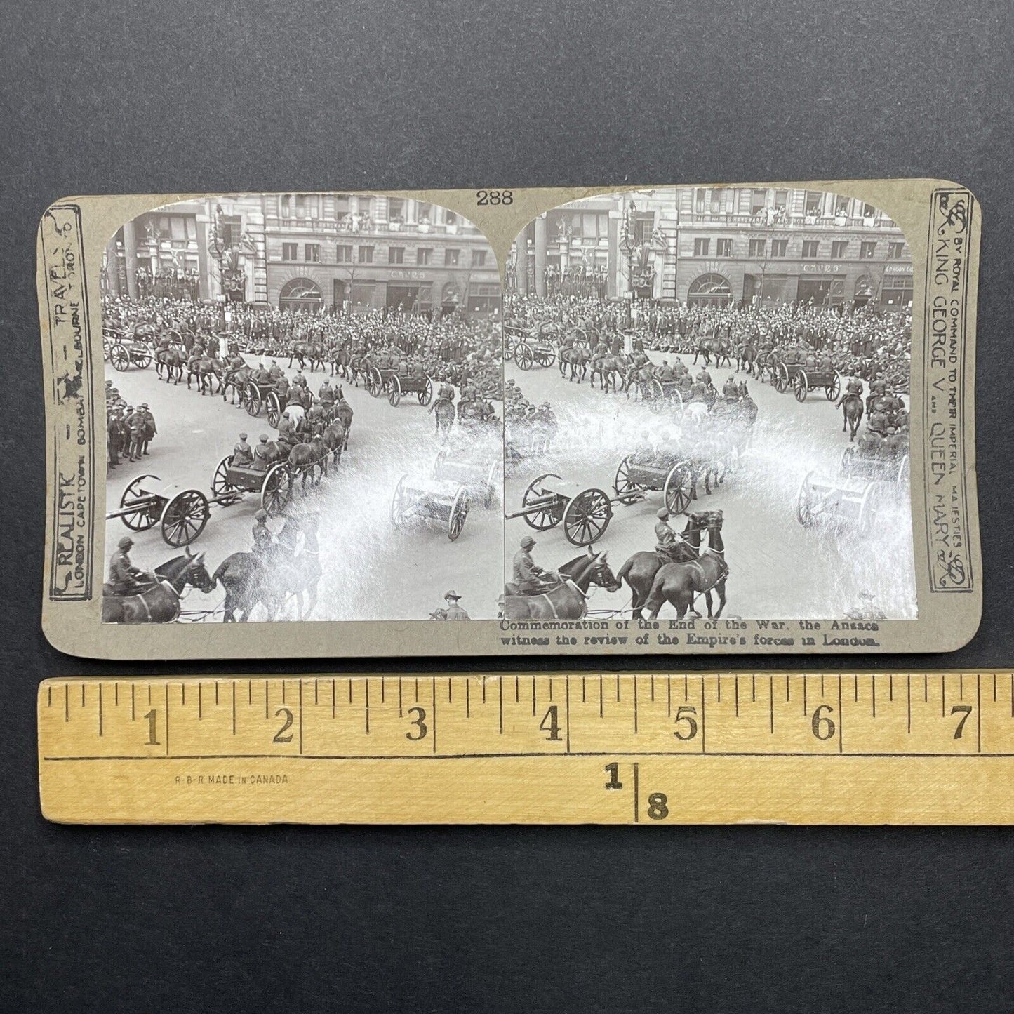 Antique 1918 Military Victory Parade London England Stereoview Photo Card P1811