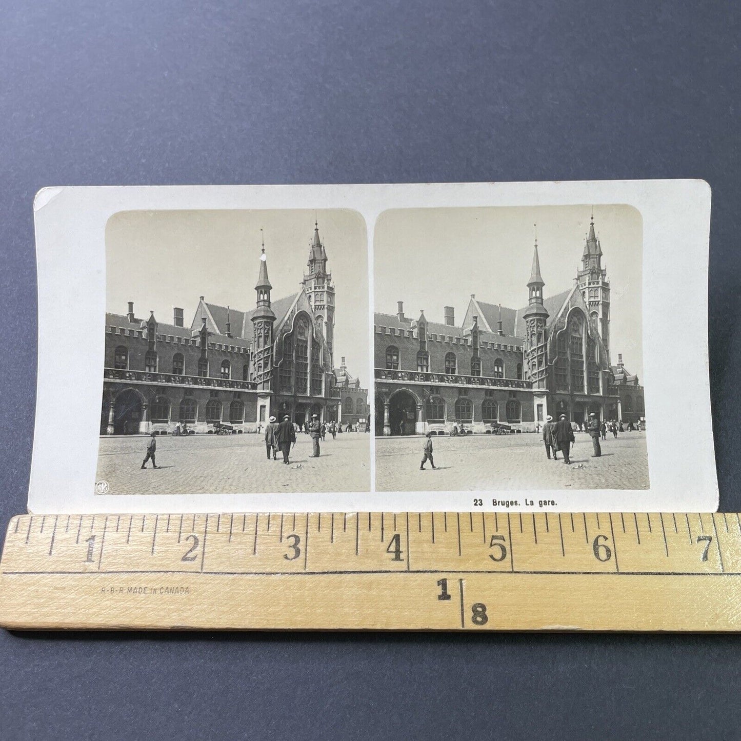 Antique 1920s Train Station In Bruges Belgium Stereoview Photo Card P3052