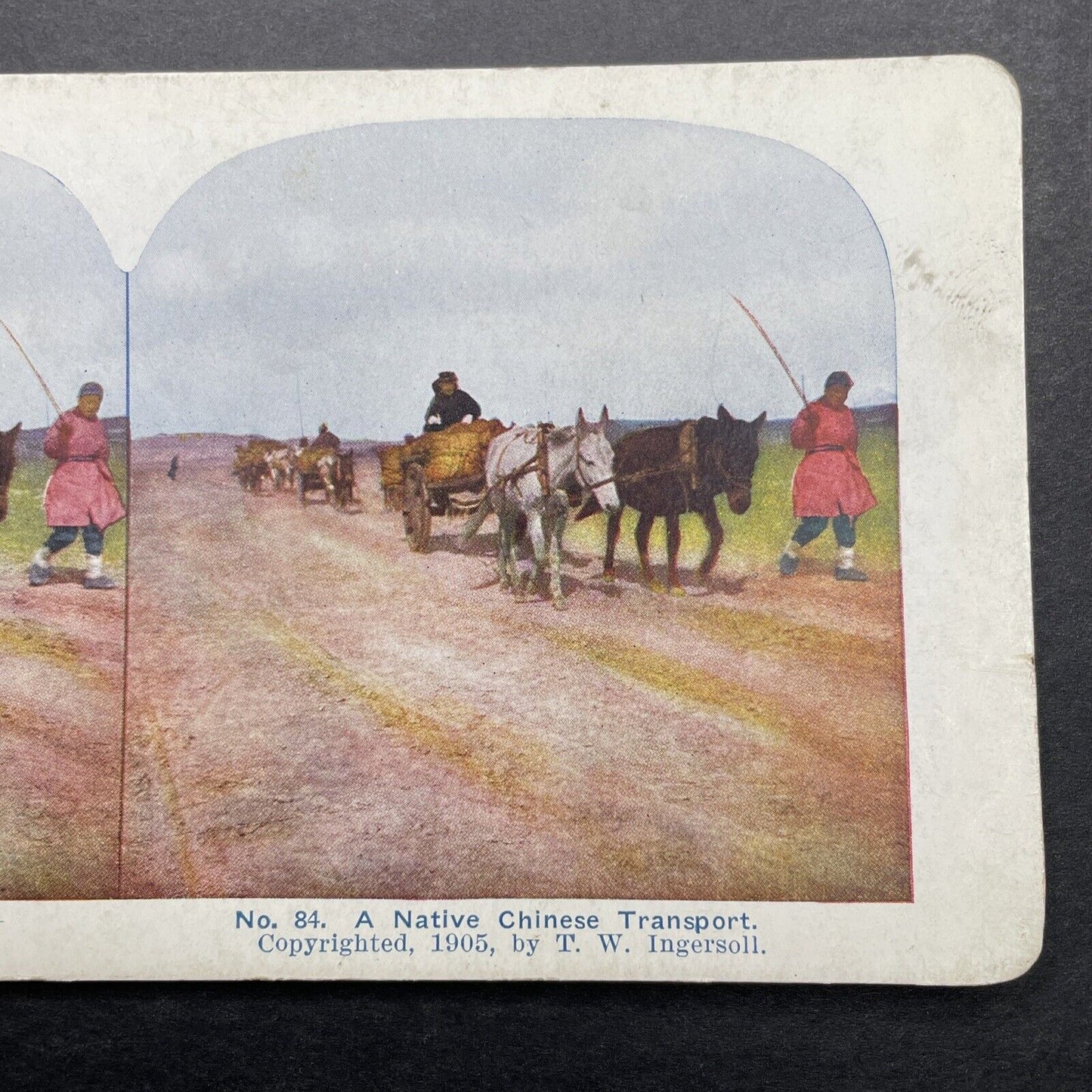 Antique 1905 Farmers In China Transport Soldiers Stereoview Photo Card P580-090