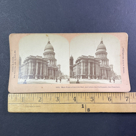 San Francisco City Hall Larkin Street Stereoview Photo Card Antique 1906 X807