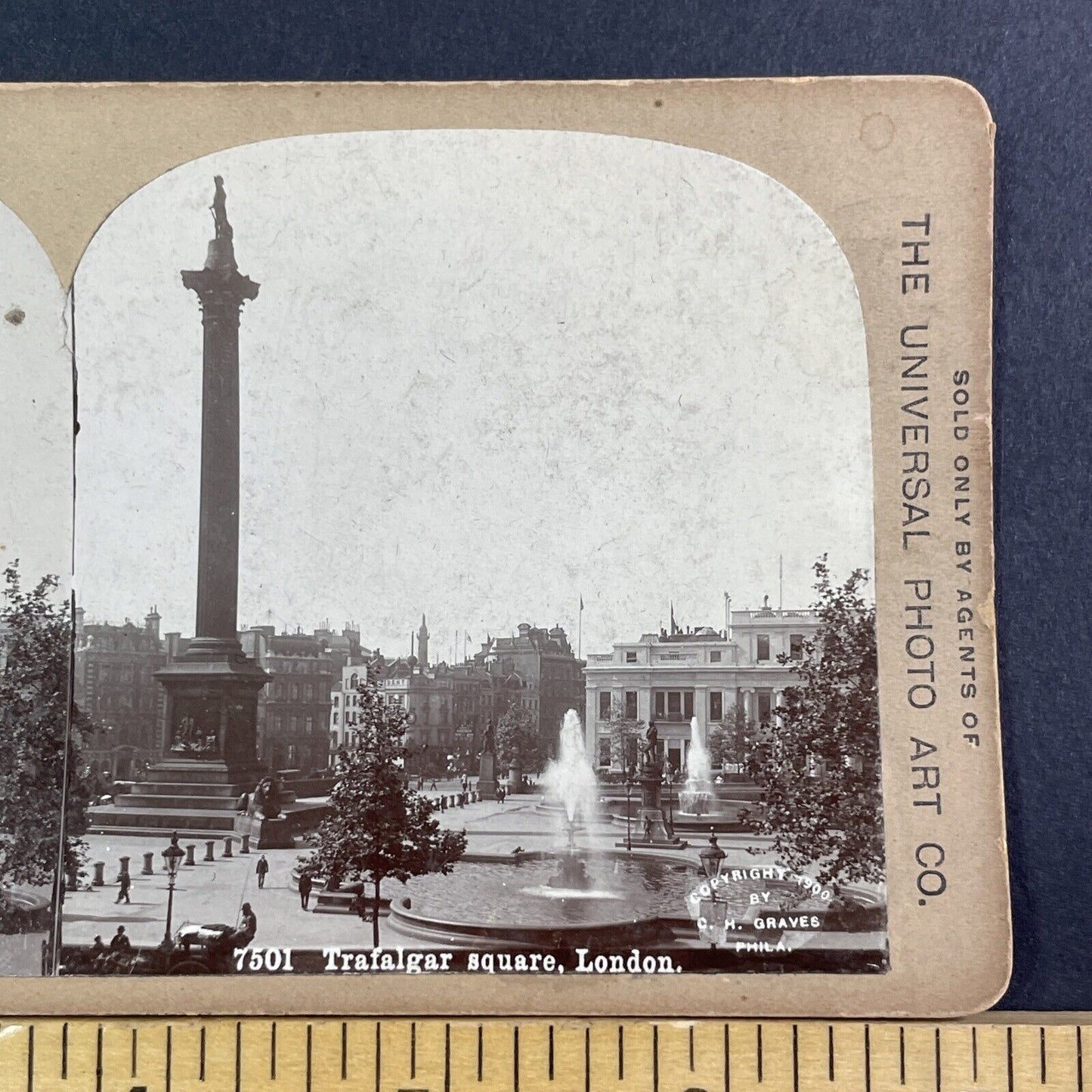 Trafalgar Square London England UK Stereoview CH Graves Antique c1900 X3250