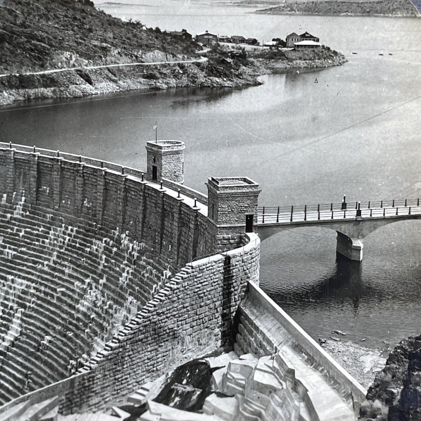 Theodore Roosevelt Dam near Phoenix Arizona Stereoview Antique c1910s Y1189