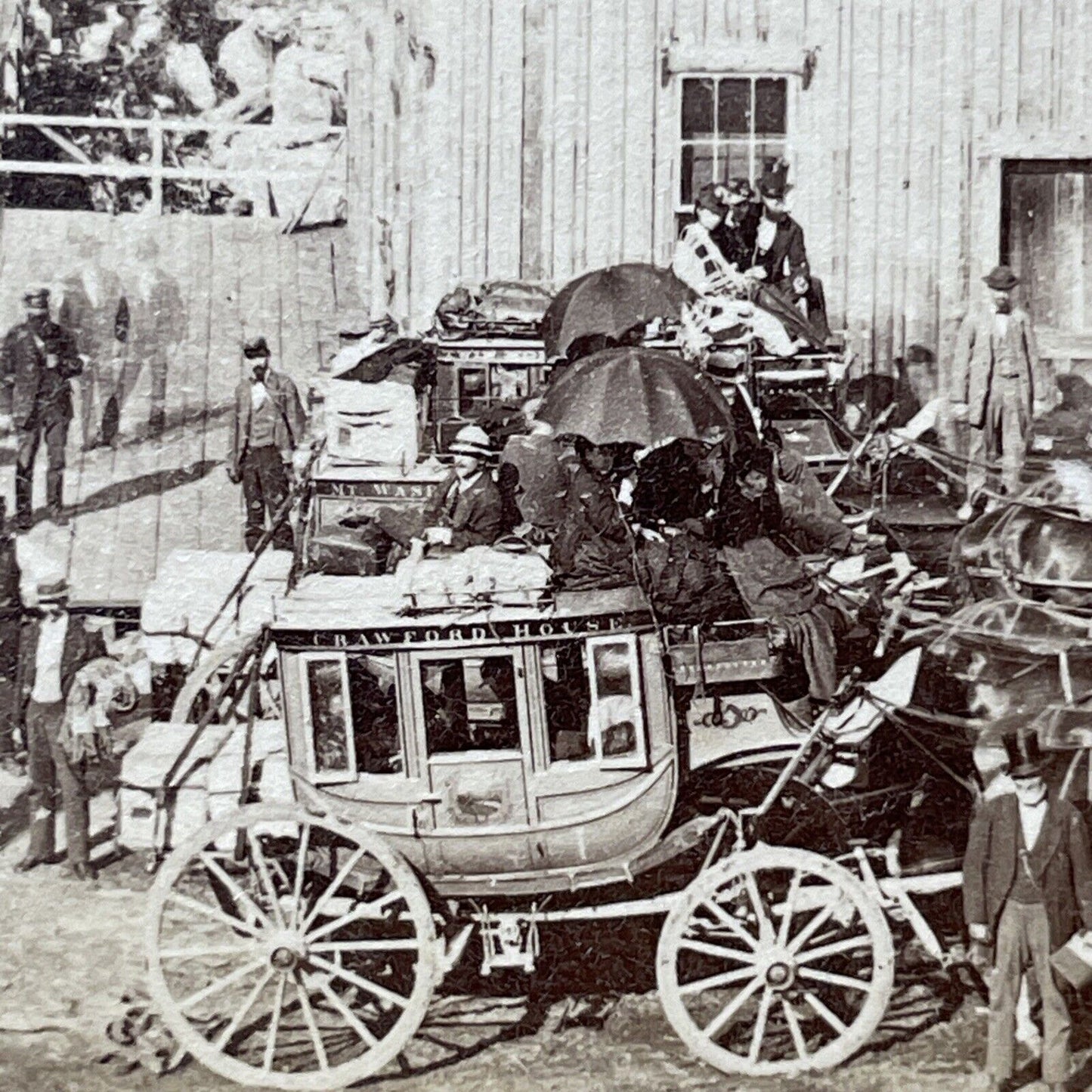 Antique 1870s Mt Washington Railroad Train Station Stereoview Photo Card V1902