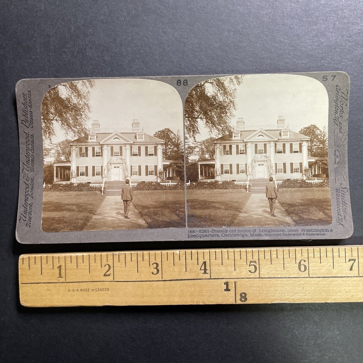 Antique 1905 The Longfellow House Washington DC Stereoview Photo Card P1392