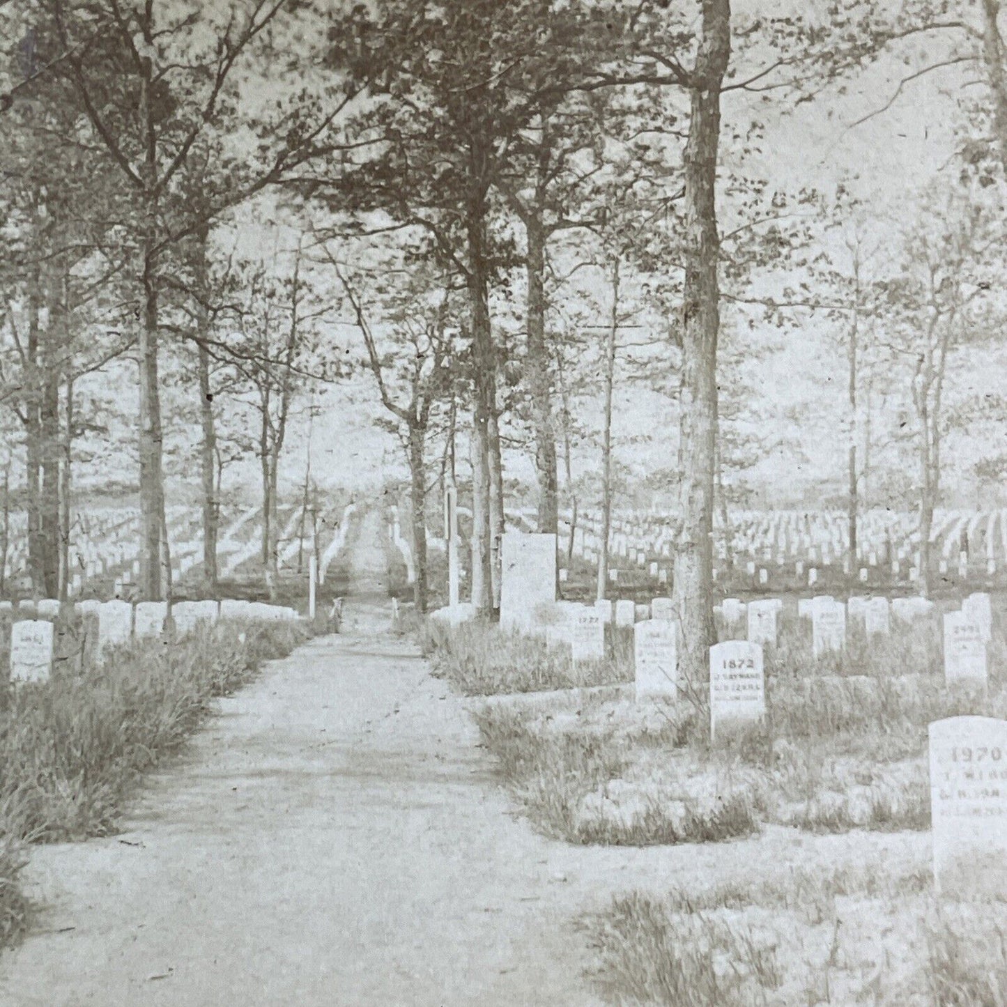 Civil War Graves Arlington Virginia Stereoview BW Kilburn Antique c1880 X4112