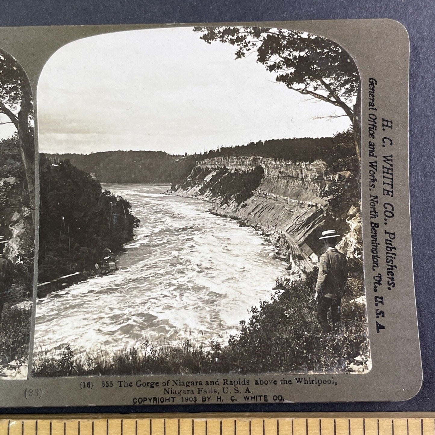 Lower Niagara River Gorge Stereoview H.C. White Antique c1903 Y2575