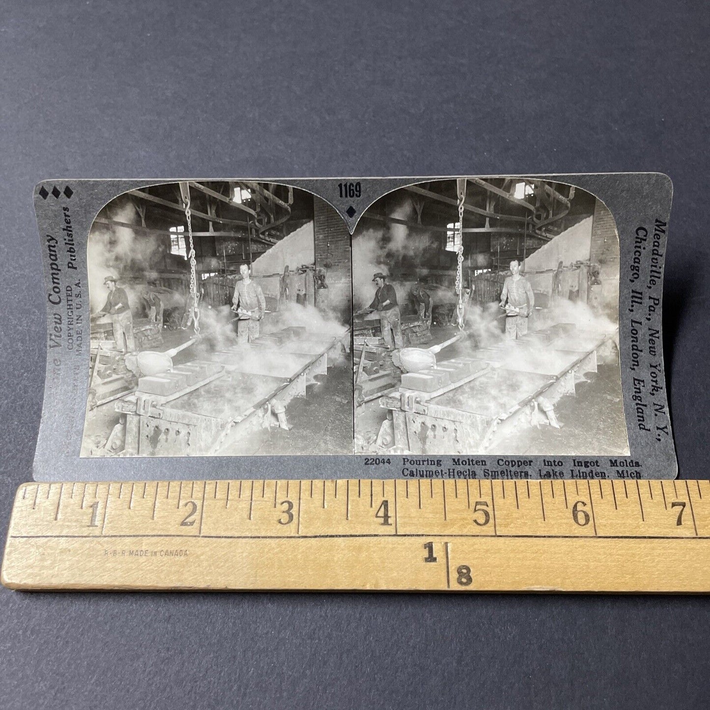 Antique 1910s Copper Foundry Lake Linden Michigan Stereoview Photo Card V2615