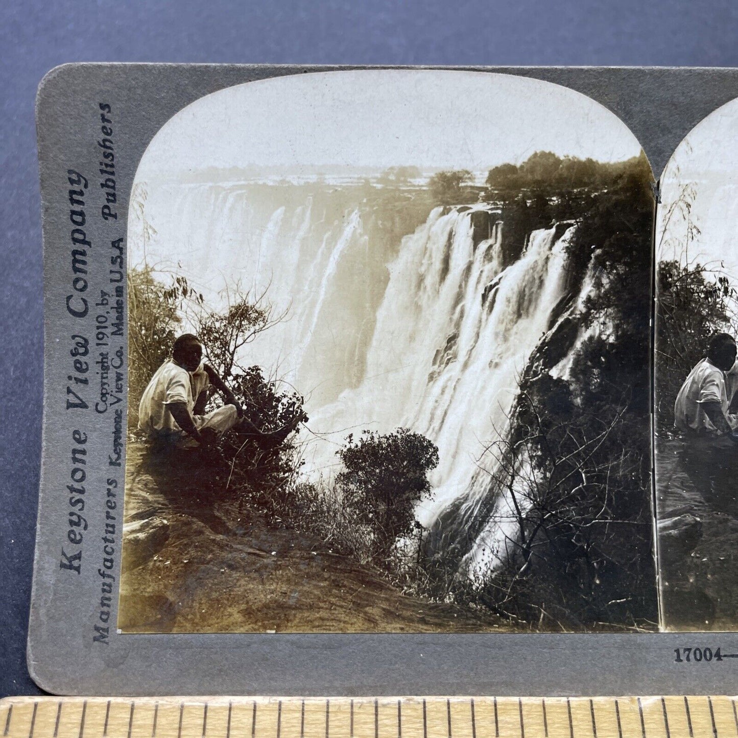 Antique 1910 Victoria Falls Zambia Zimbabwe Stereoview Photo Card P2506