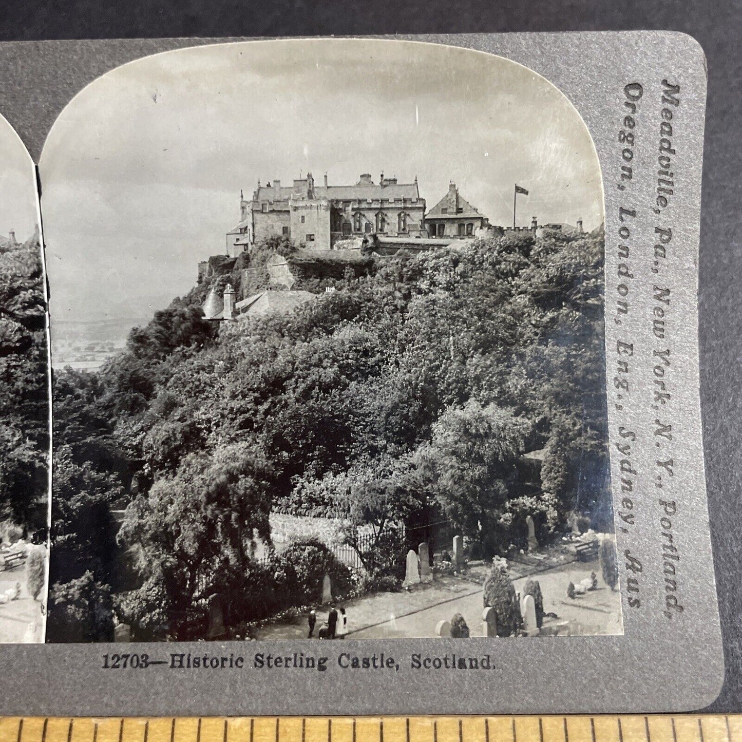 Antique 1909 Stirling Castle Scotland UK Stereoview Photo Card P4254