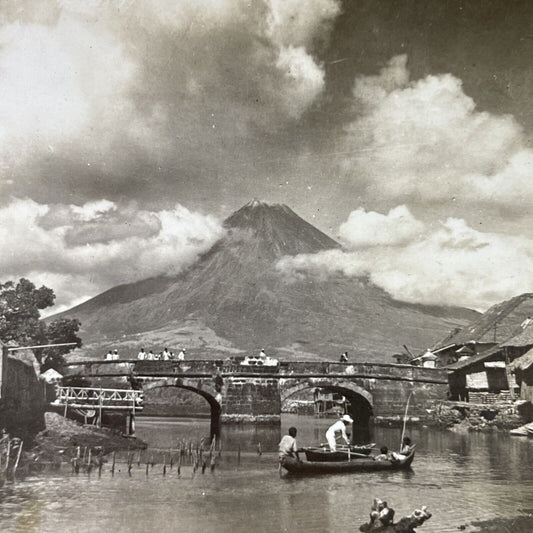 Antique 1910s Stone Bridge Legazpi Philippines Stereoview Photo Card P3149