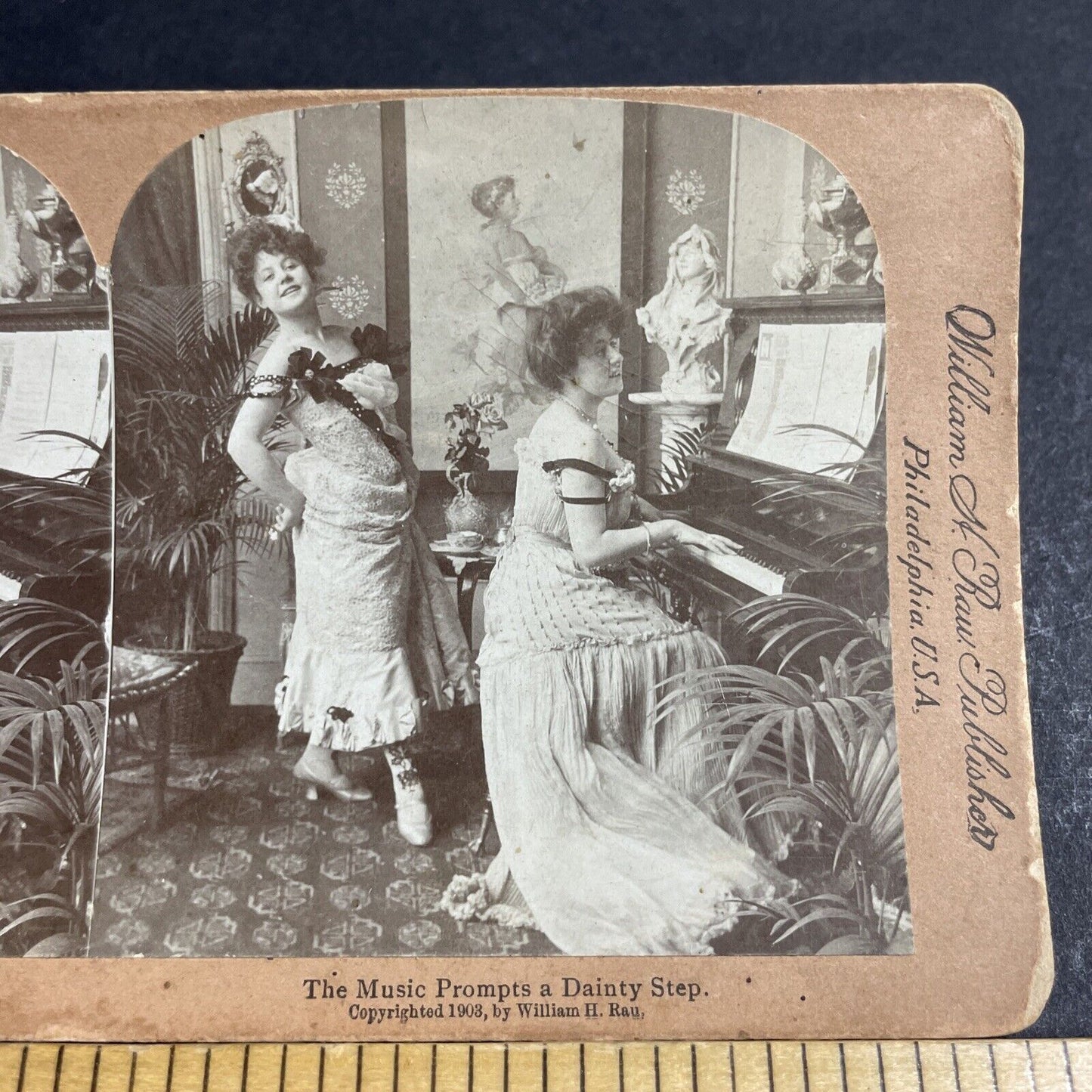 Antique 1903 Burlesque Women Dance And Sing Stereoview Photo Card P4654