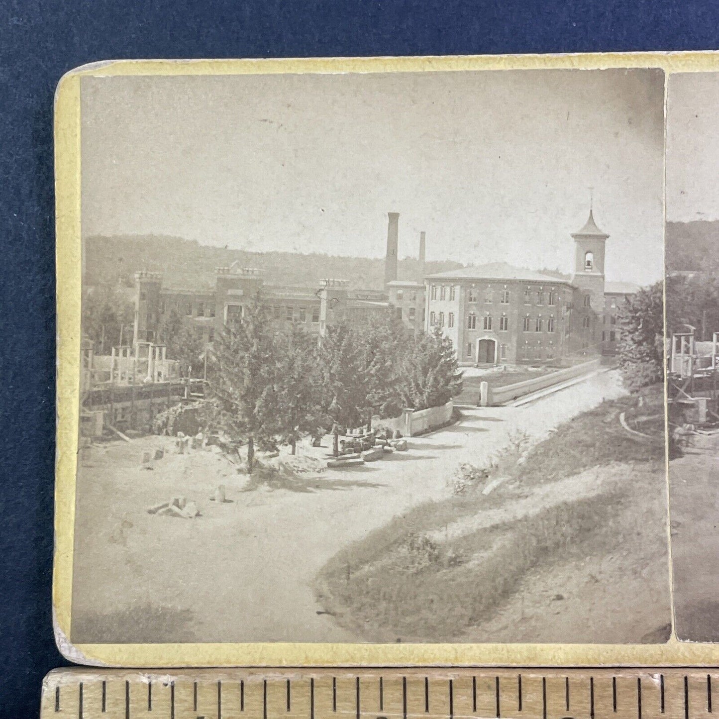 Large Cotton Mill or Factory Stereoview Appalachians? Antique c1870 X2474