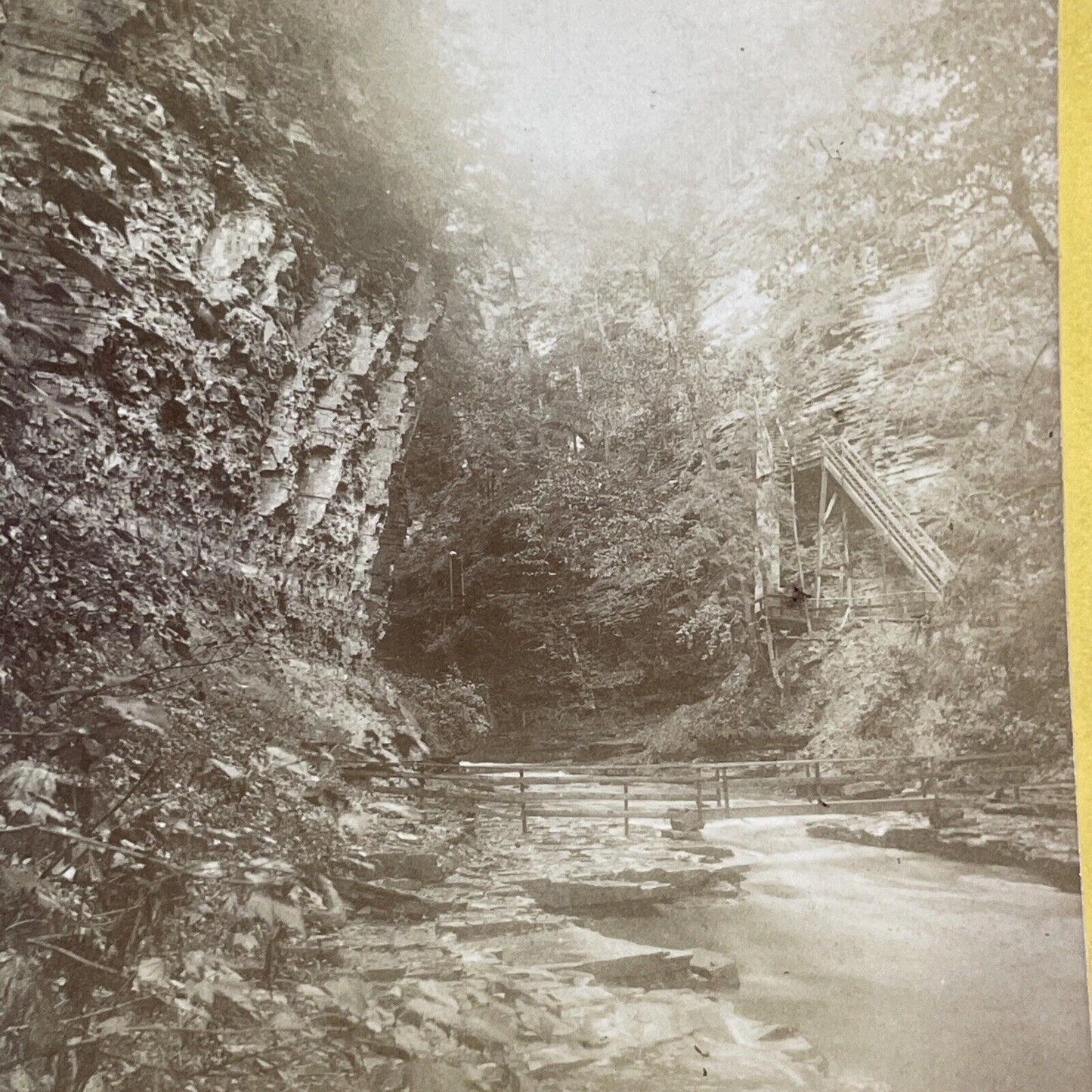 Lehigh Valley Railroad Stereoview Cathedral Watkins Glen Antique c1870s Y2171