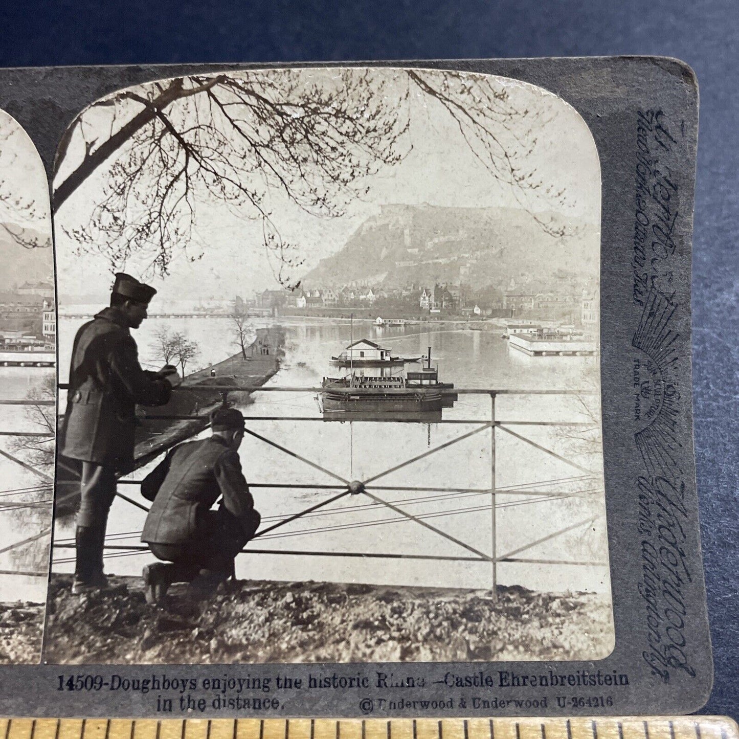 Antique 1918 US Army In Germany WW1 Stereoview Photo Card P4945