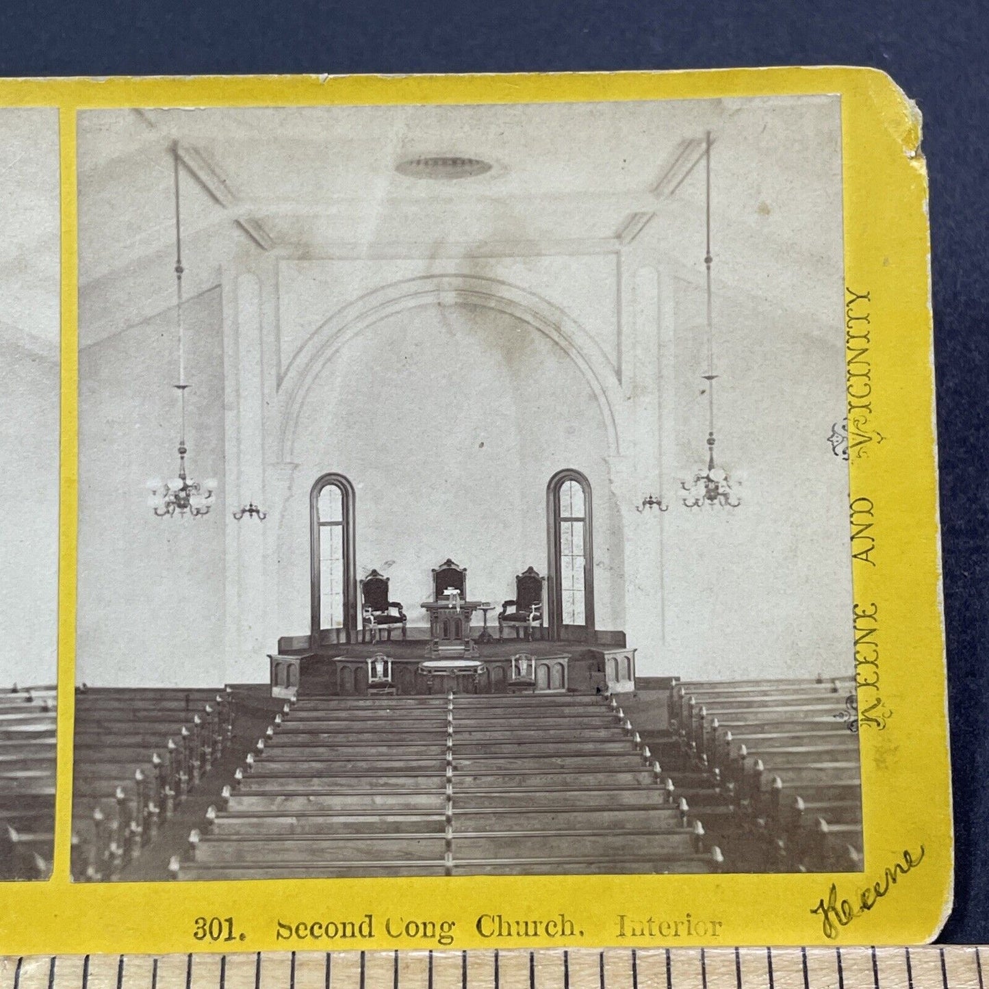 Antique 1860s United Church Of Christ Keene NH Stereoview Photo Card V2077