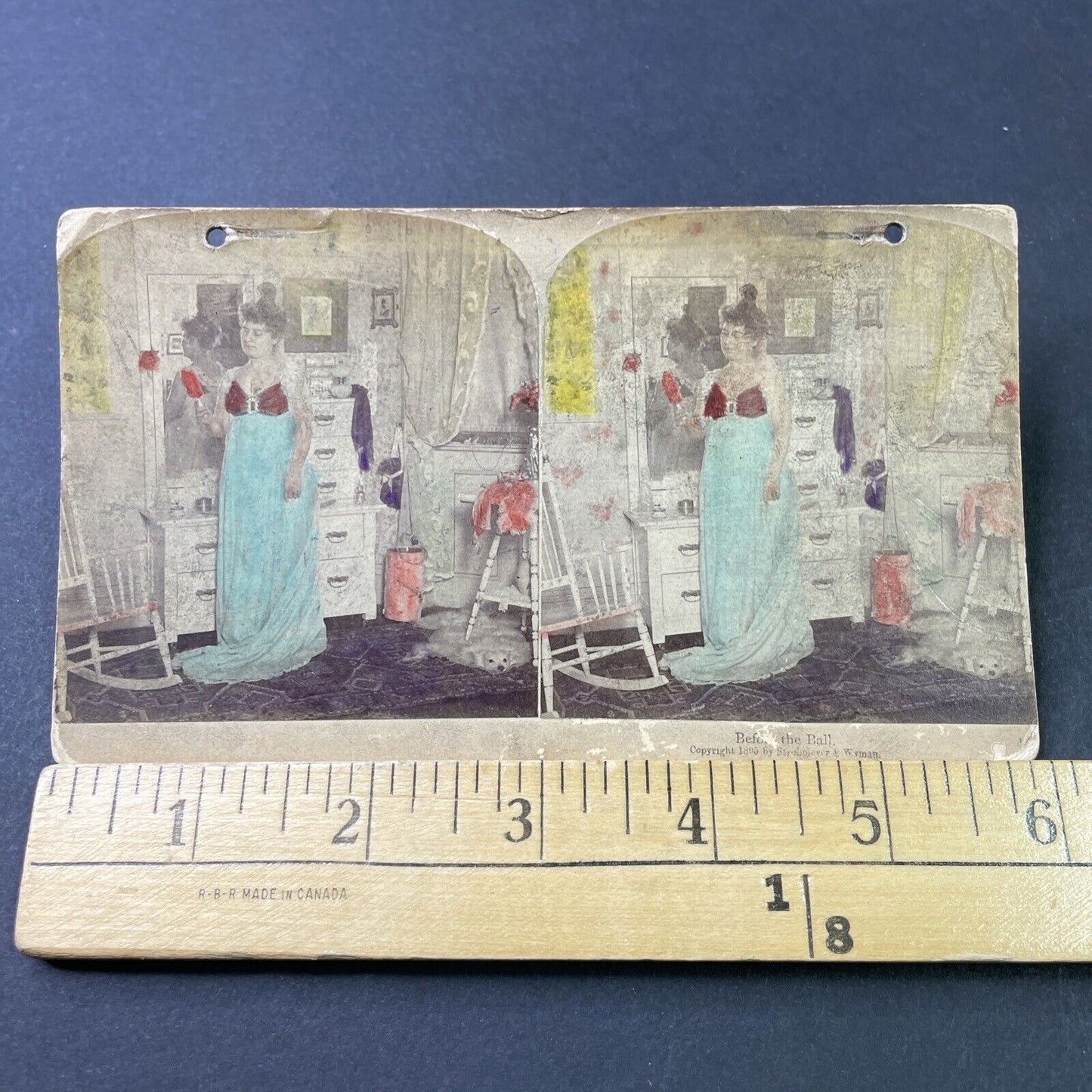 Antique 1895 Victorian Woman In Ballgown Ball Gown Stereoview Photo Card P3007