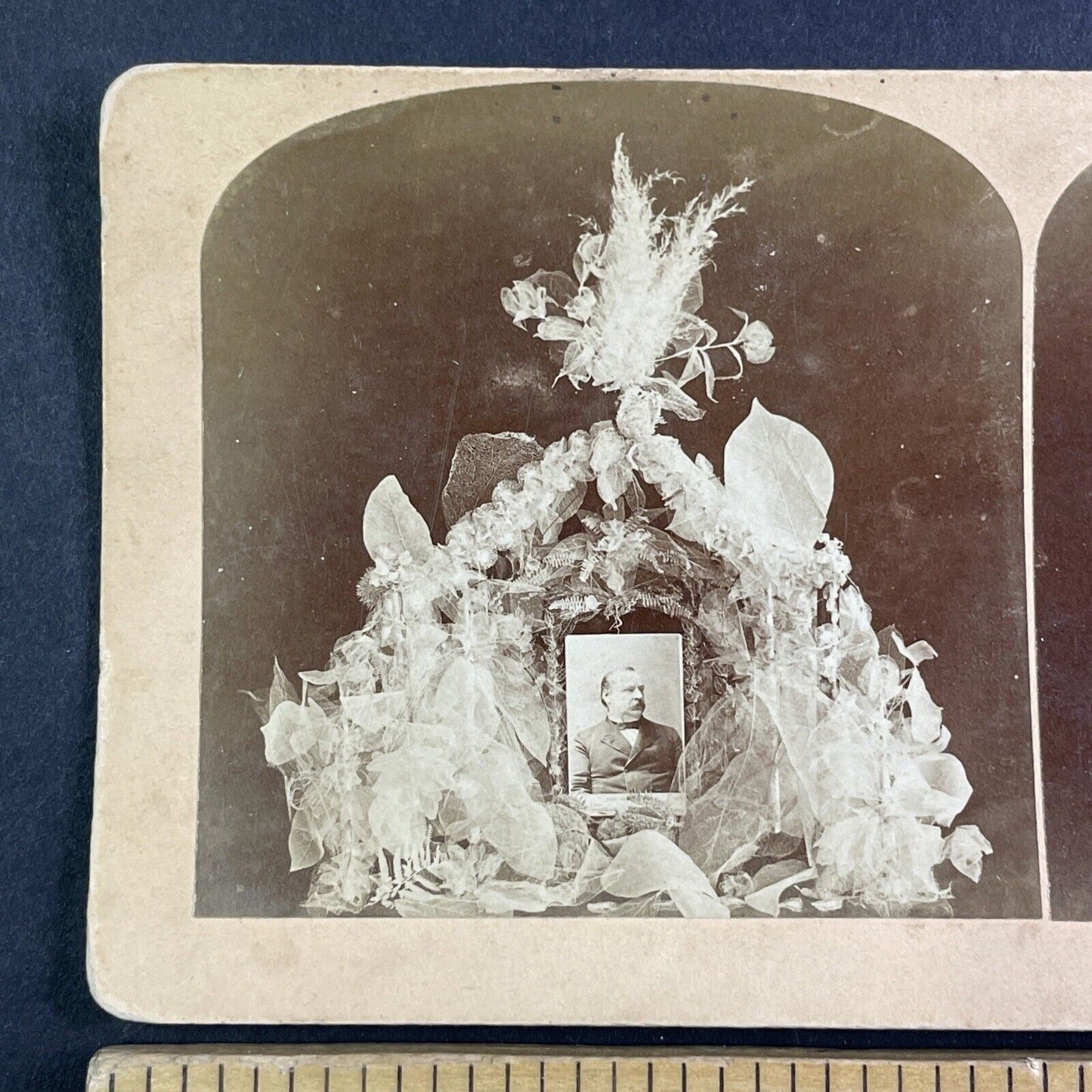 Inaugural Flower Arrangement Grover Cleveland Stereoview Antique c1885 X4161