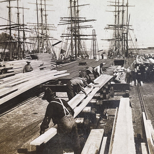 Antique 1905 Lumber Shipping Yard Washington State Stereoview Photo Card P1604