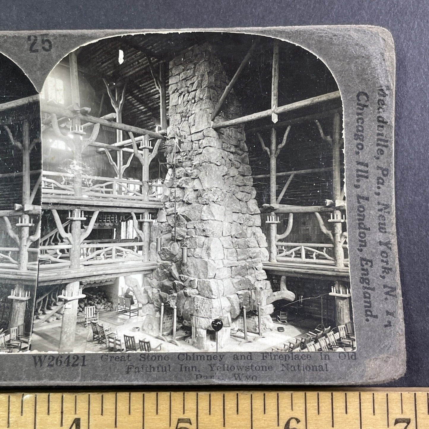 The Great Stone Chimney Stereoview Yellowstone Park Wyoming Antique c1909 Y121