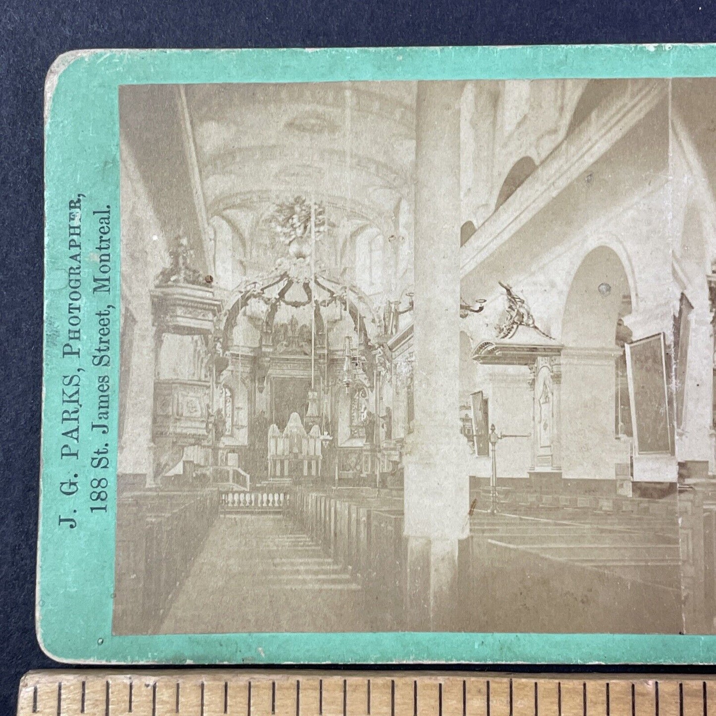 Cathedral Basilica Notre Dame Quebec Stereoview J.G. Parks Antique c1865 X2763